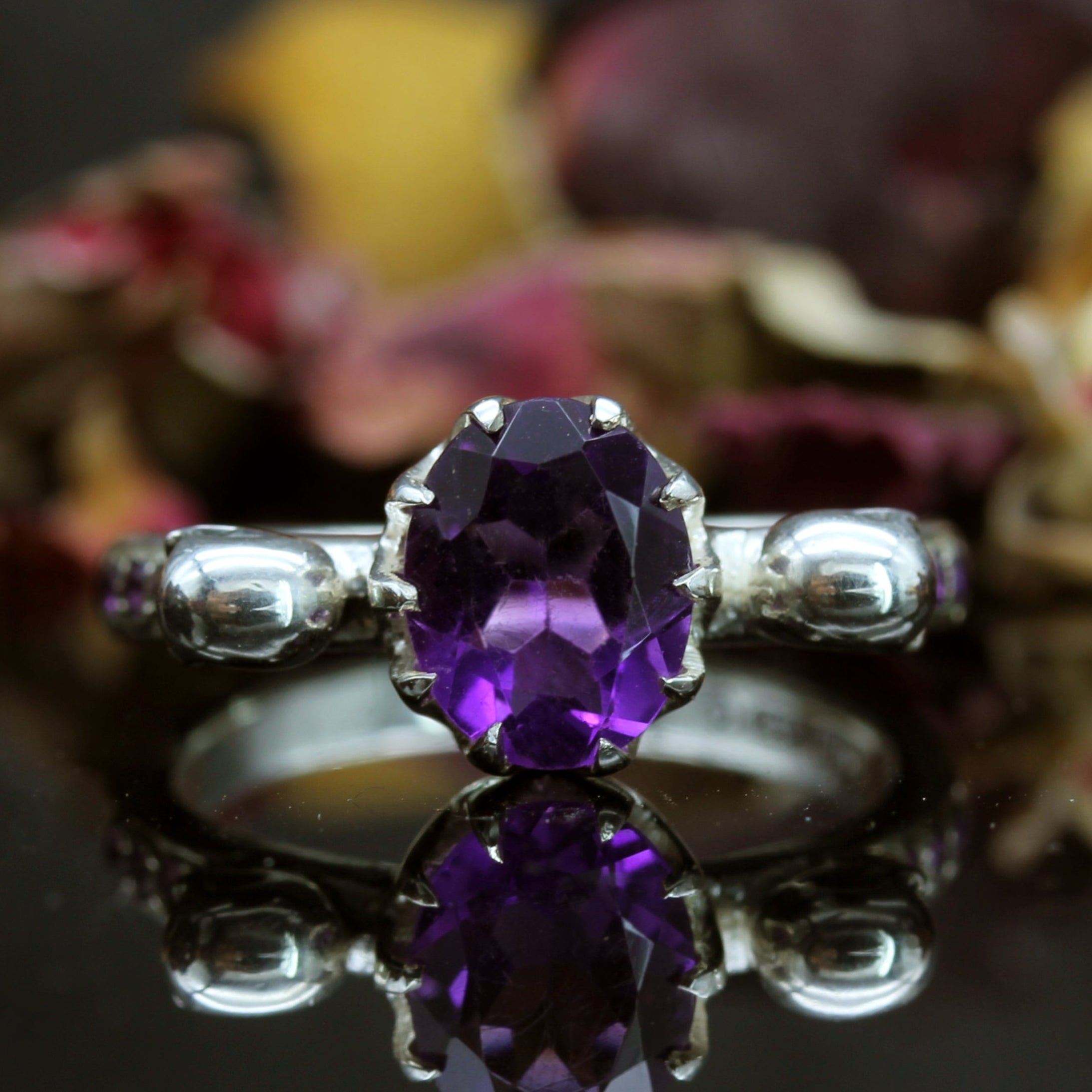 Amethyst Gold Skull Engagement Ring