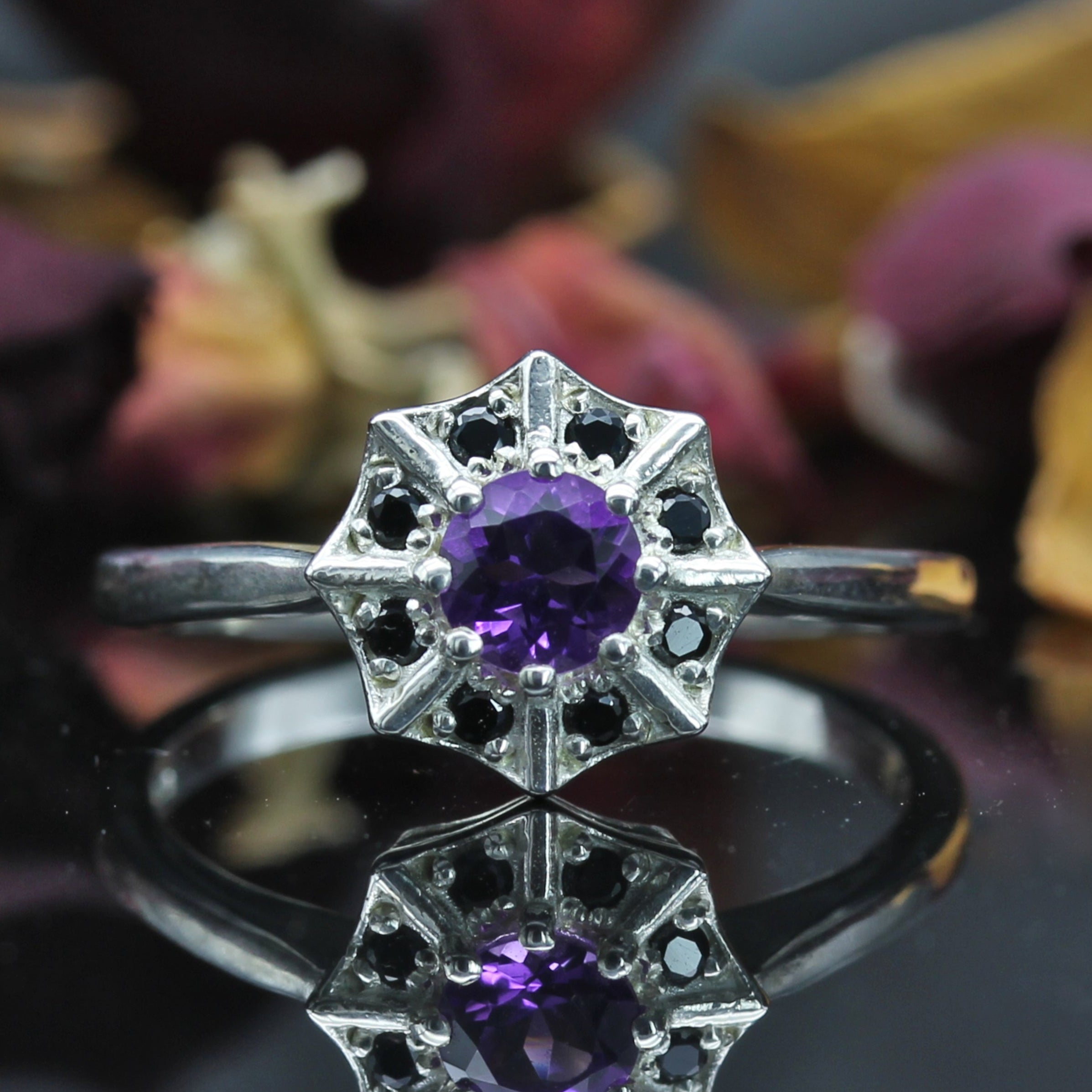 Amethyst Spider Web Ring