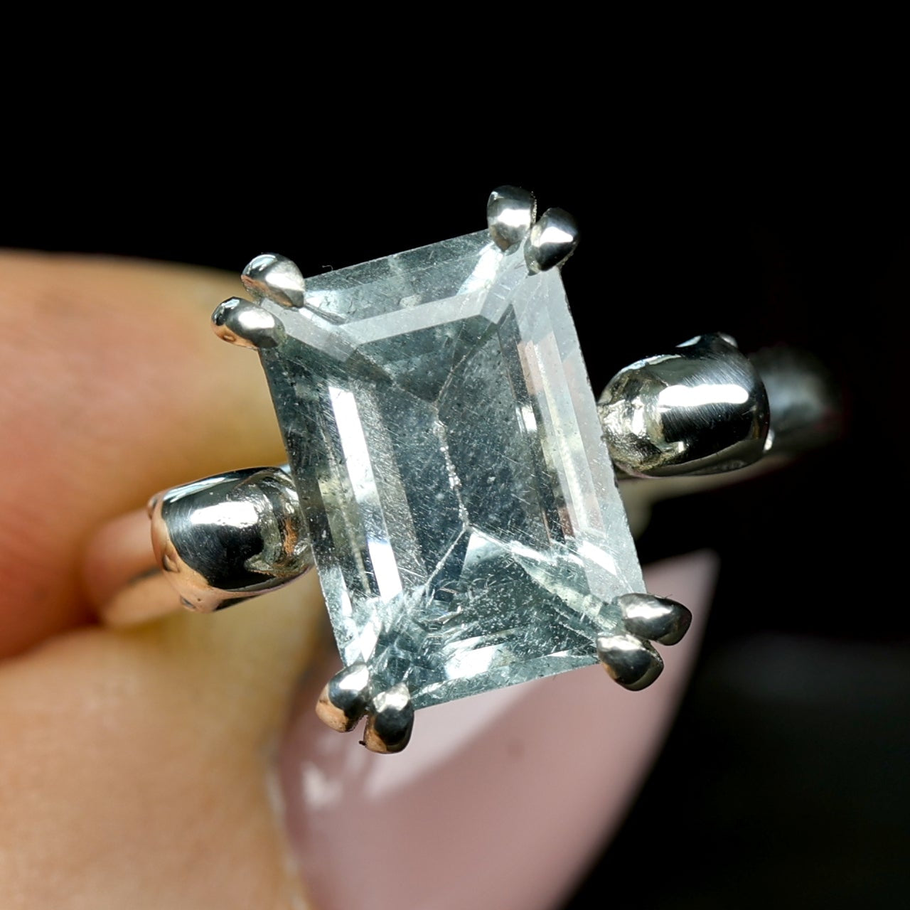 Aquamarine skull engagement ring