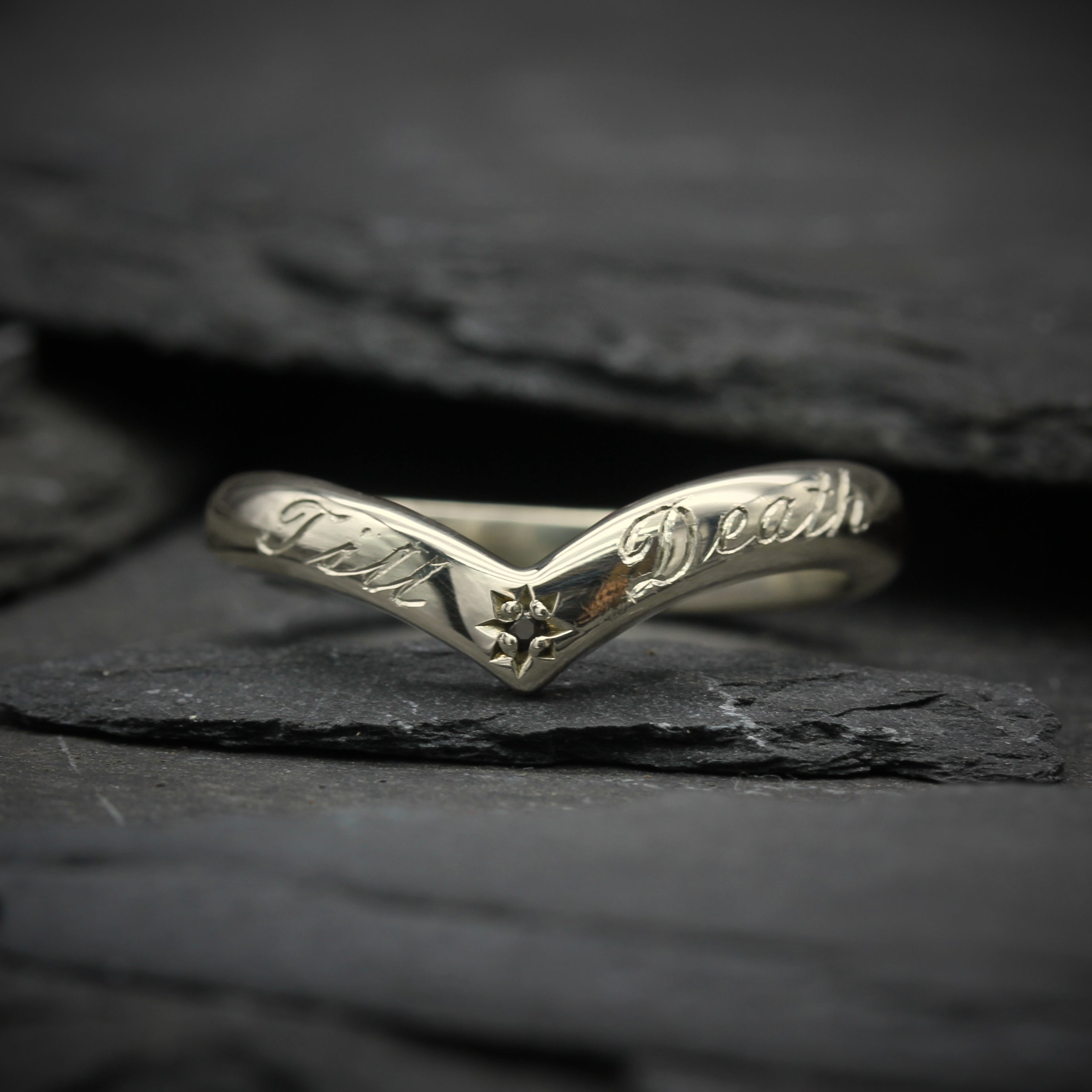 Gold Til Death Wishbone Wedding Ring