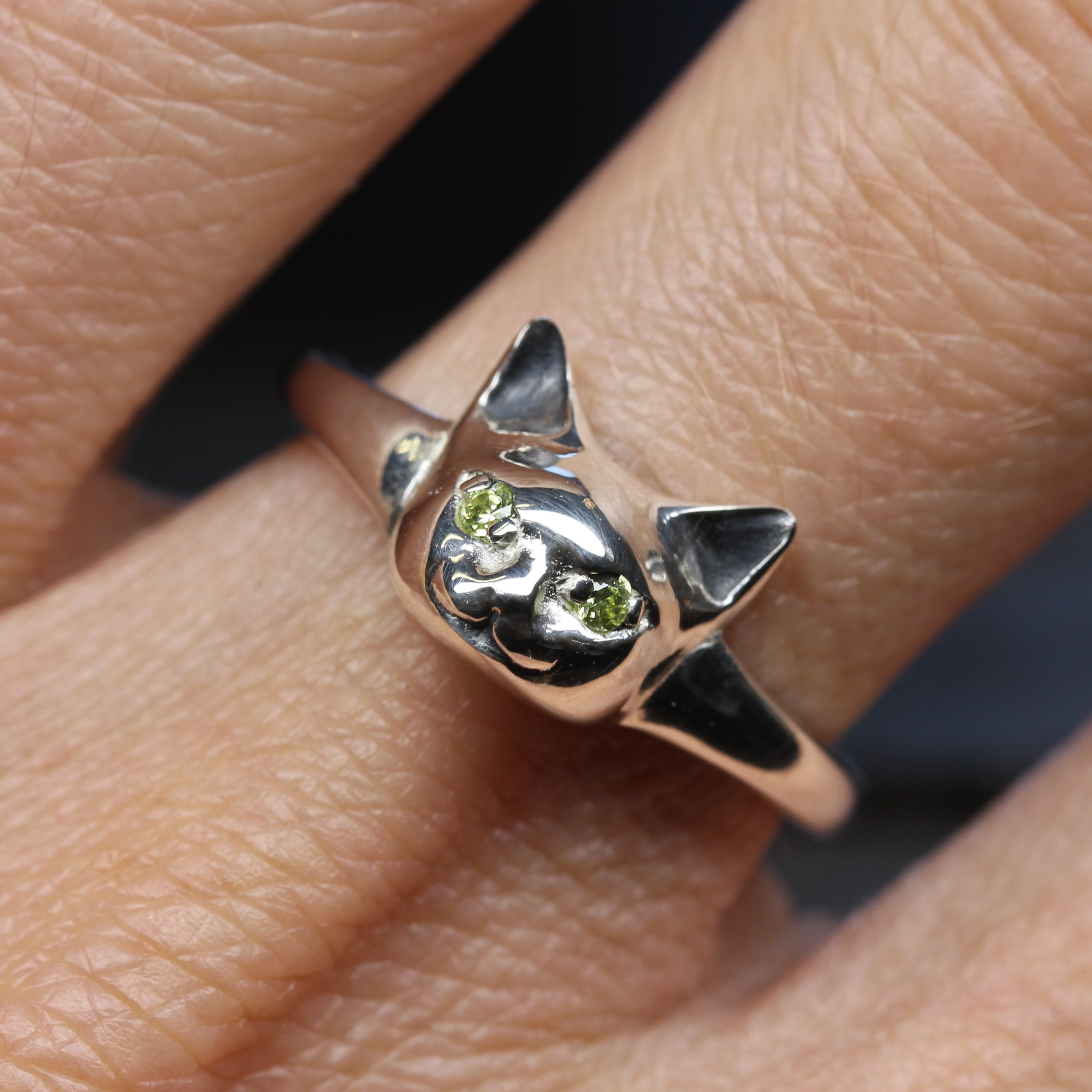 Gothic Silver Cat Ring