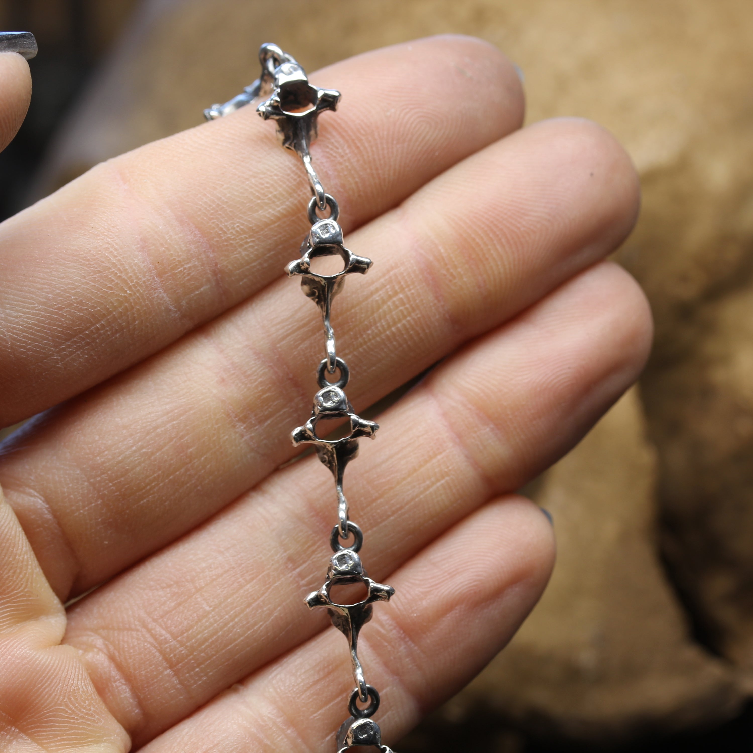 Silver Gothic Vertebrae Bracelet