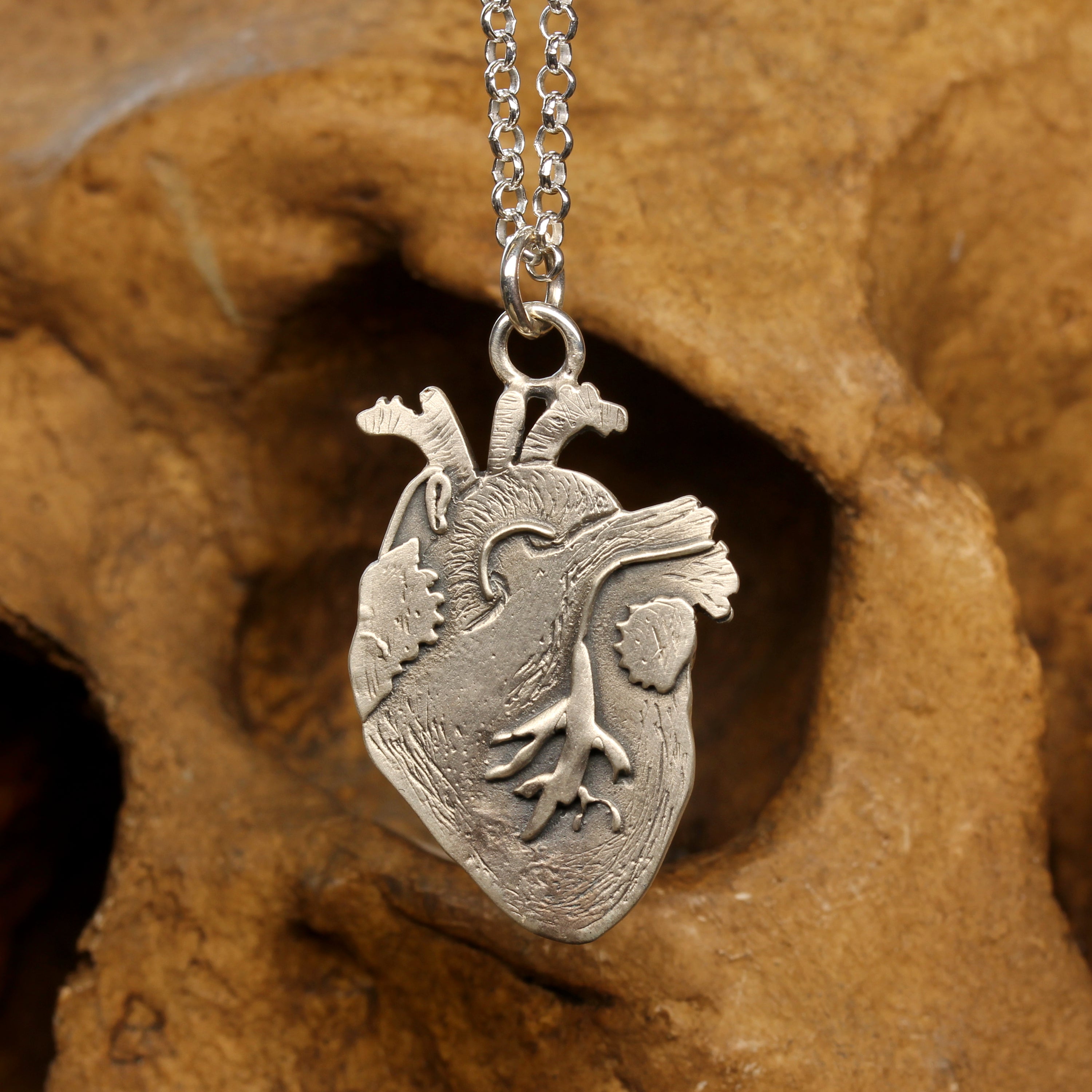 Silver Anatomical Heart Necklace Gothic Jewellery