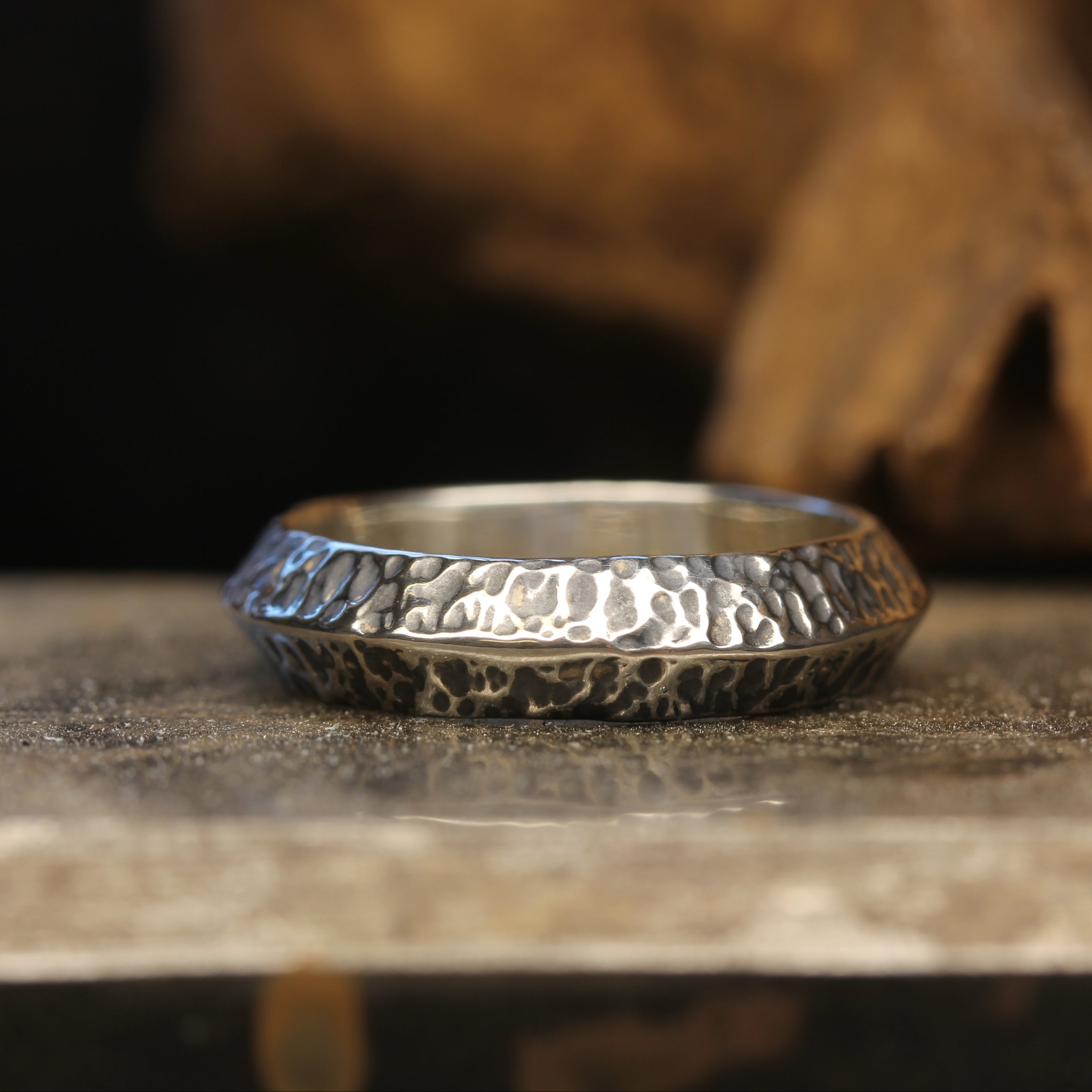 Silver Rustic Men's Wedding Ring. Gothic Jewellery