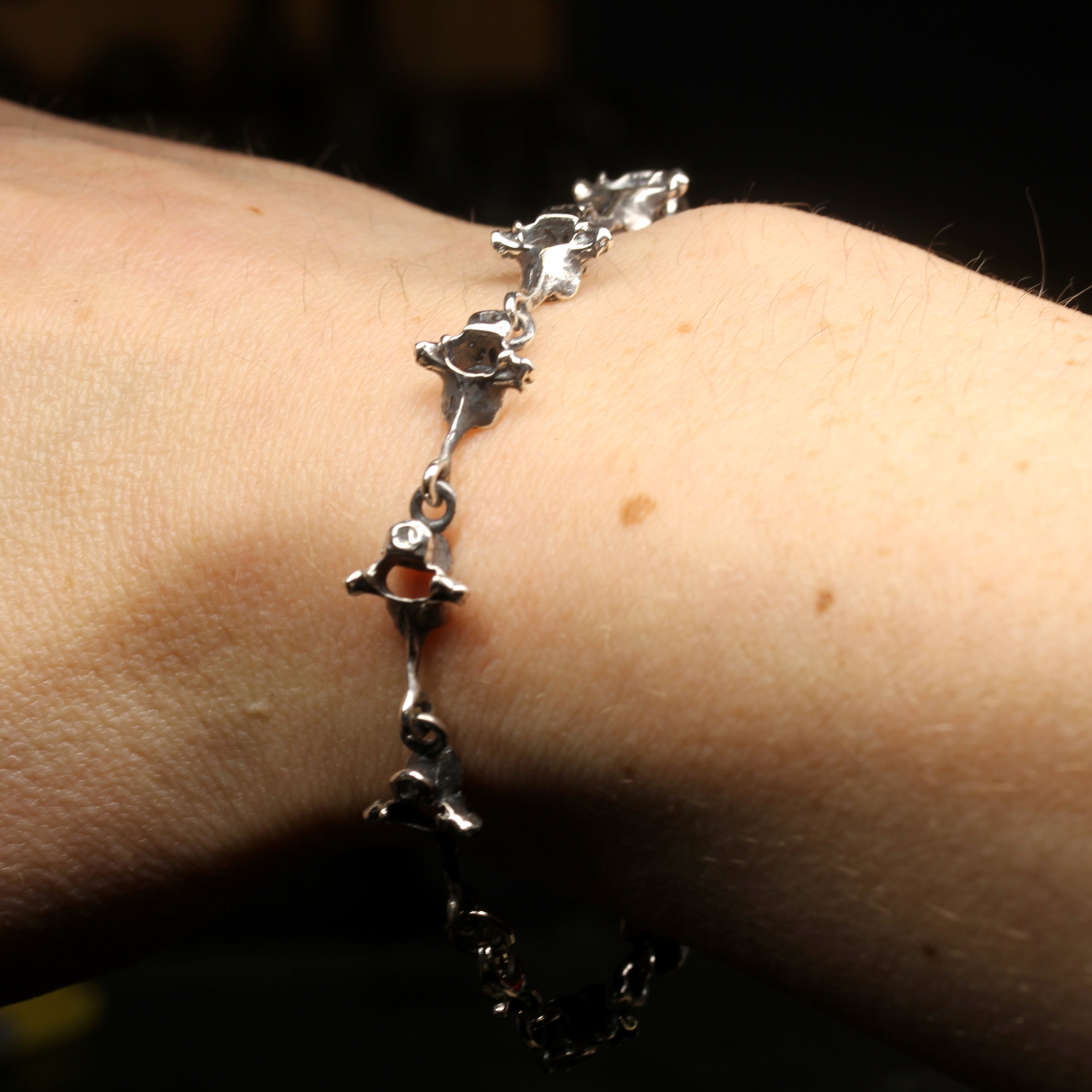 Silver Gothic Vertebrae Bracelet