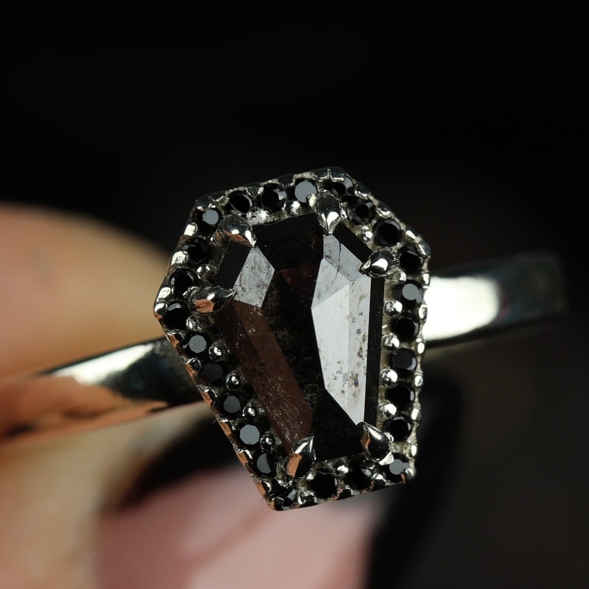 Coffin Salt & Pepper Engagement Ring