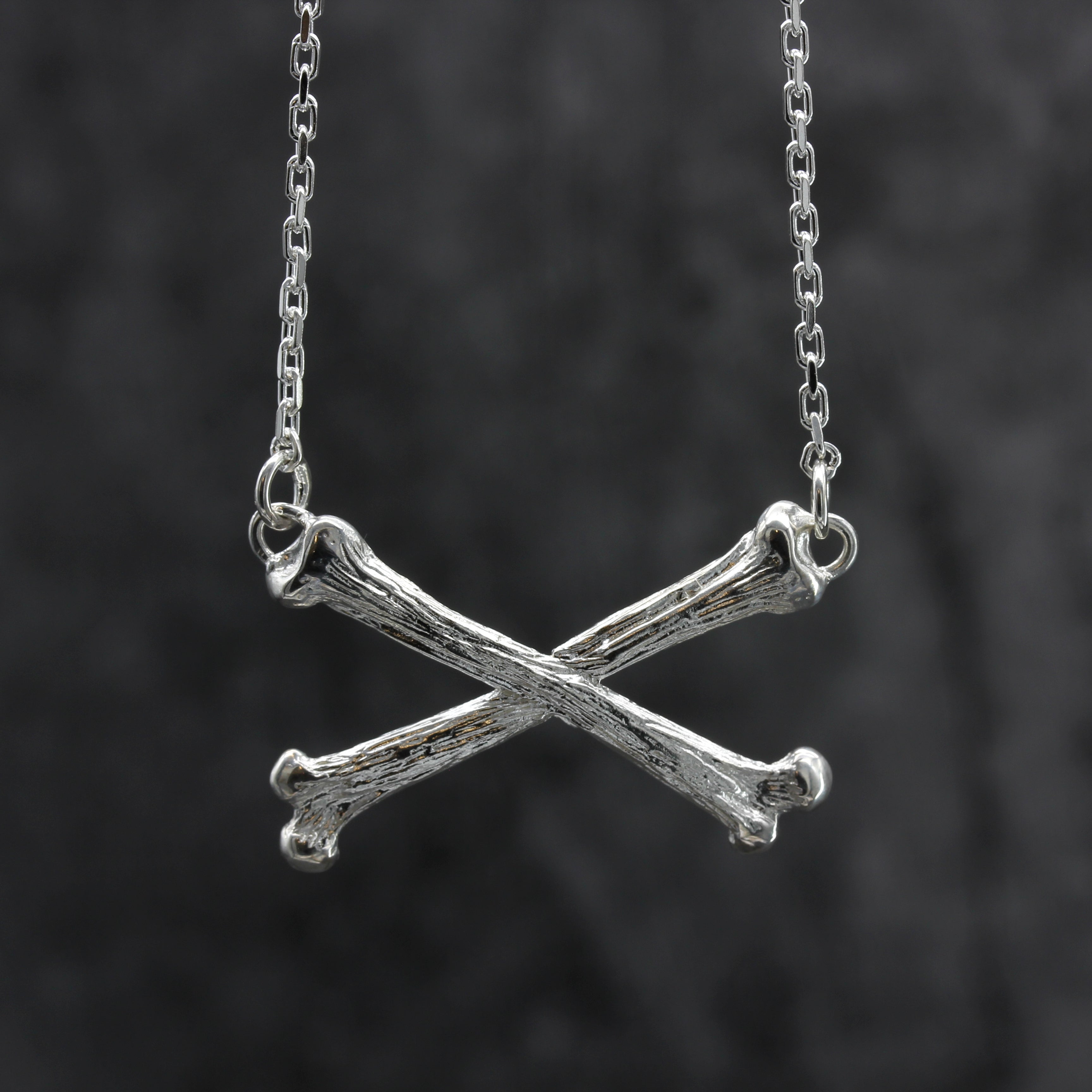 Silver Crossed Bone Necklace