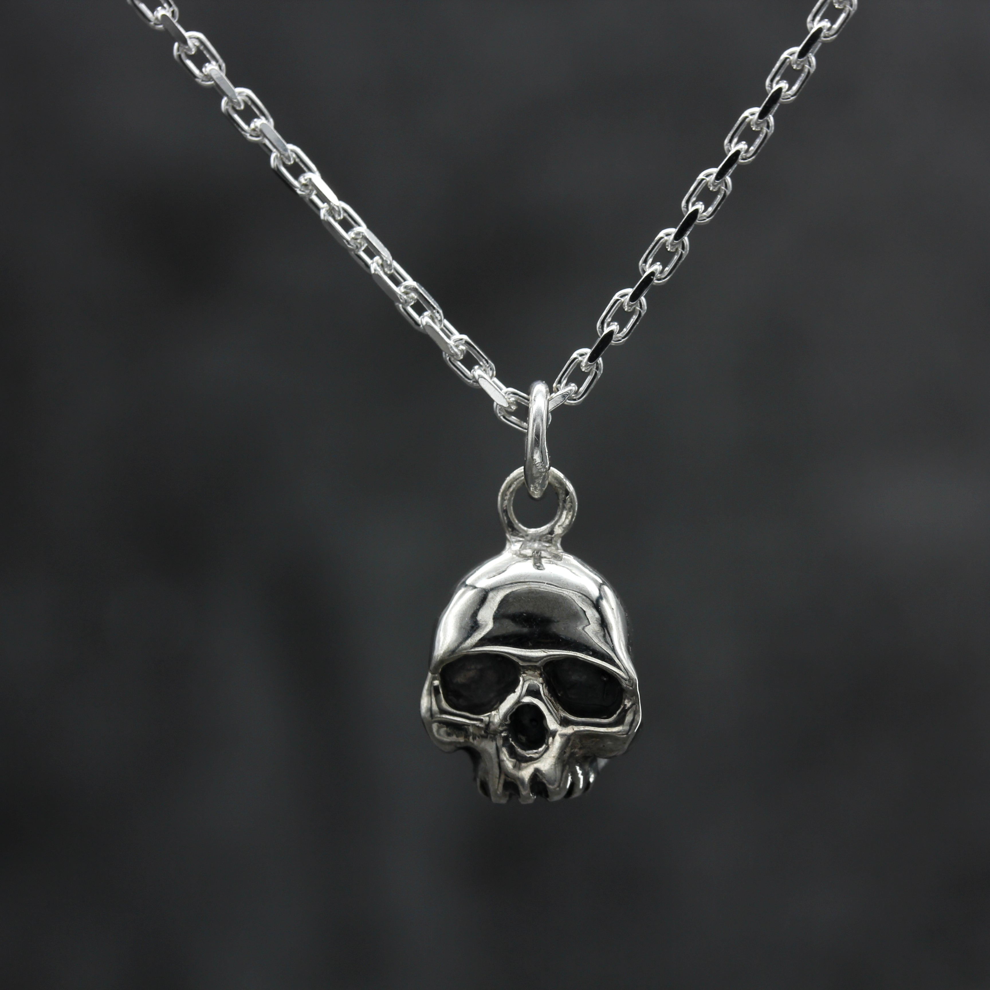 Silver Chain with Skull Pendant, a necklace from Hellcat Jewellery