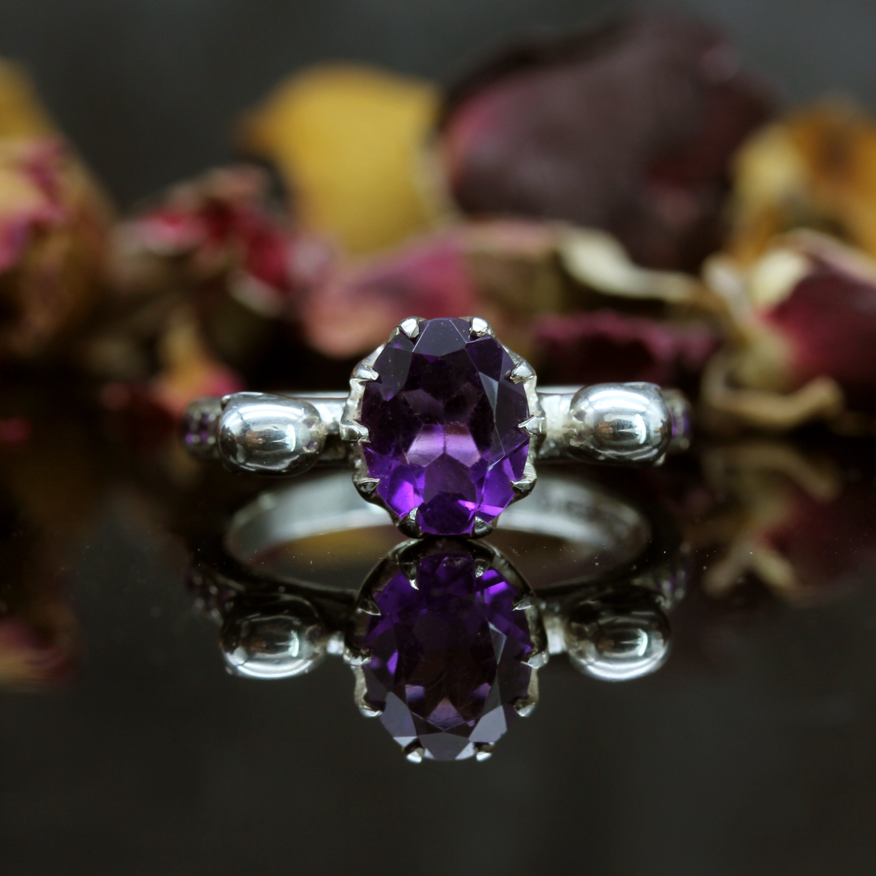 Amethyst Gold Skull Engagement Ring