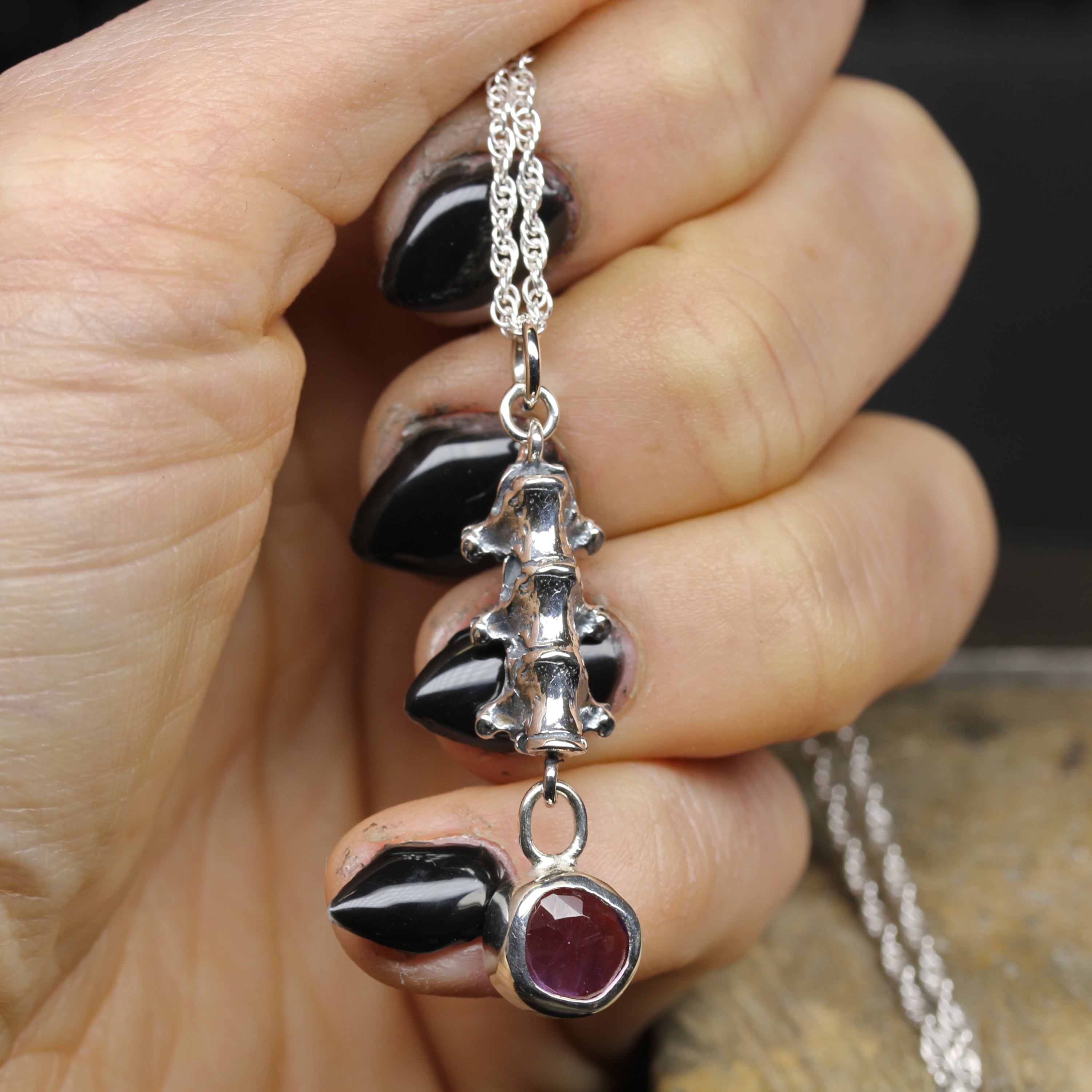 Amethyst Gothic Spine Necklace