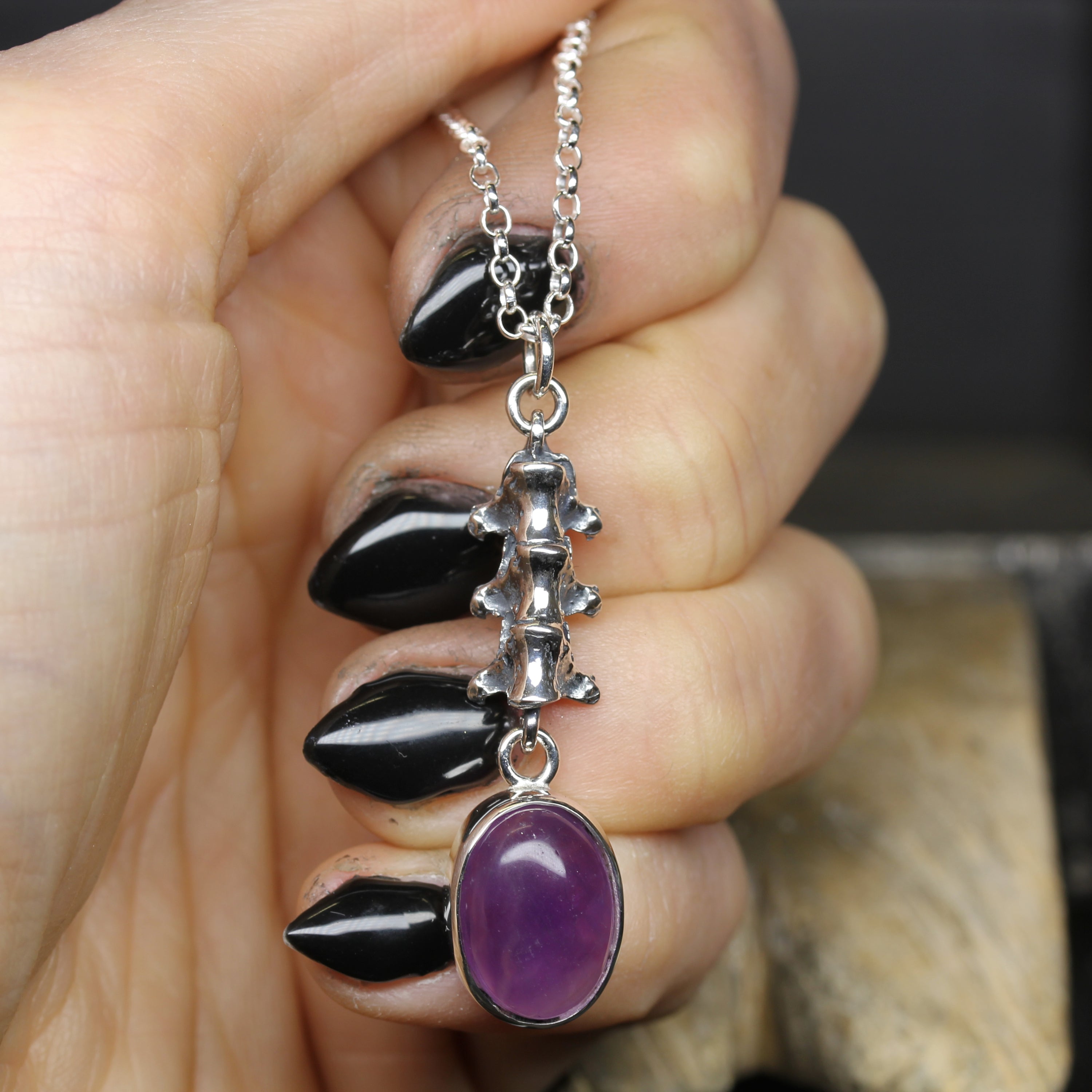 Amethyst Gothic Spine Necklace