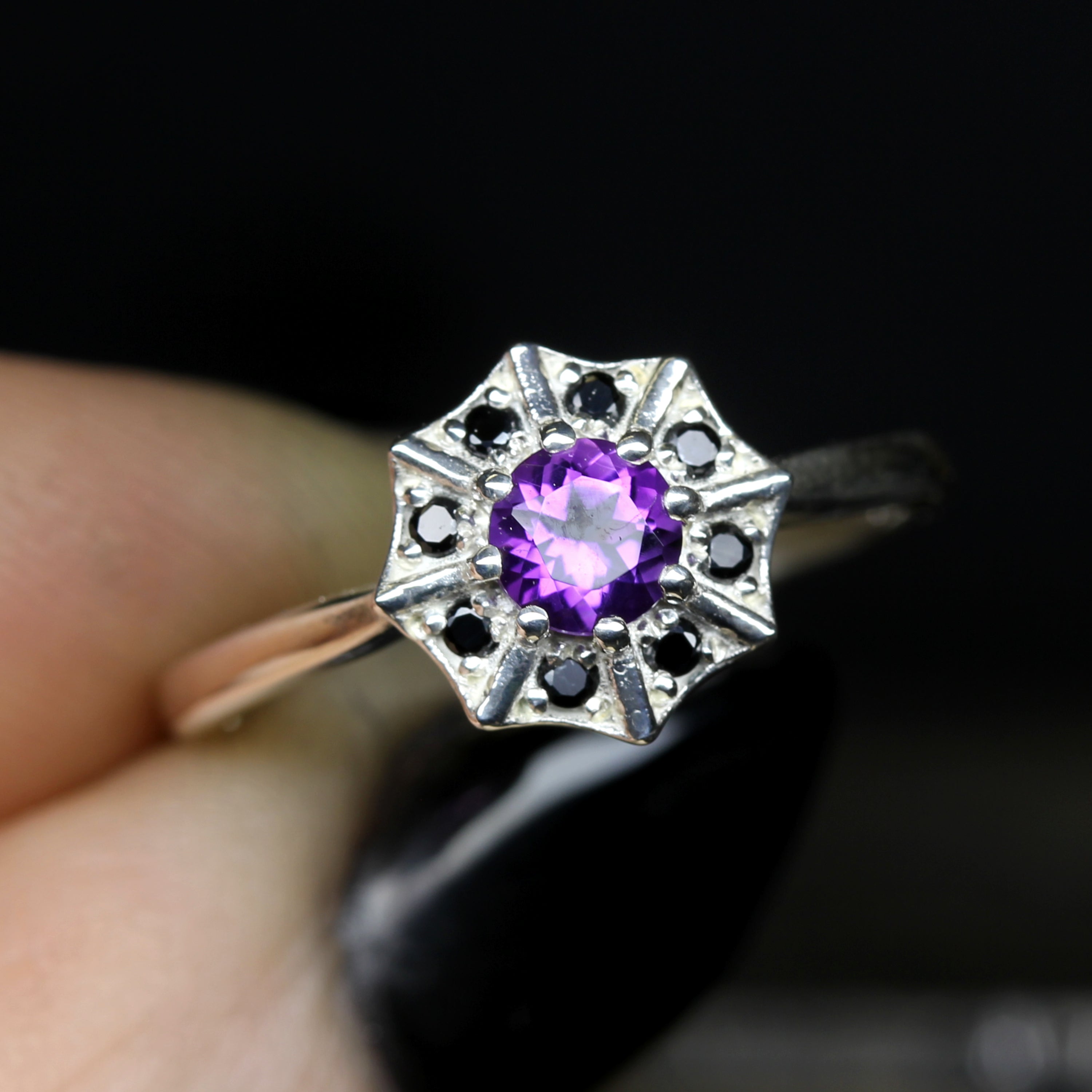 Amethyst Spider Web Ring