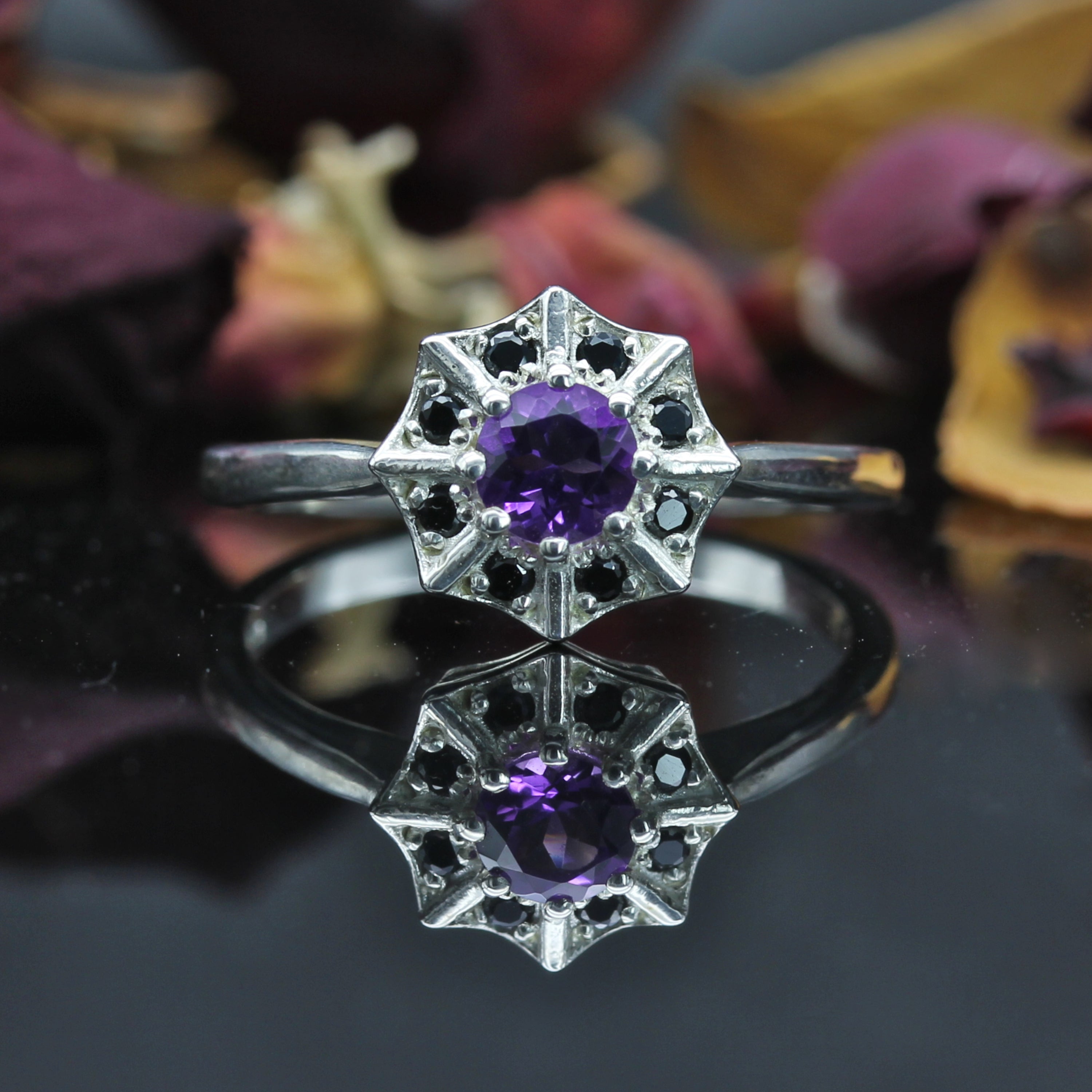 Amethyst Spider Web Ring