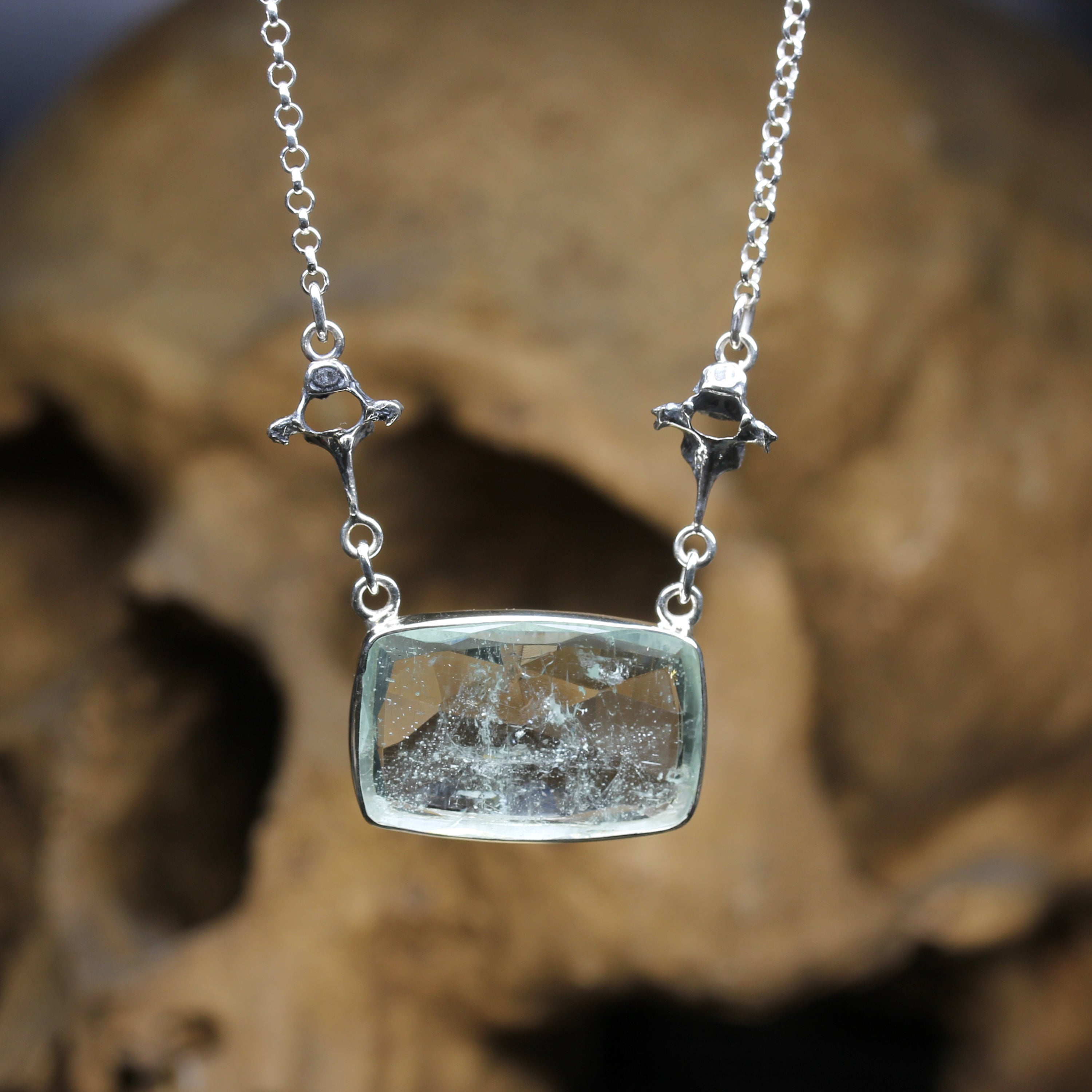 Aquamarine Gothic Vertebrae Necklace