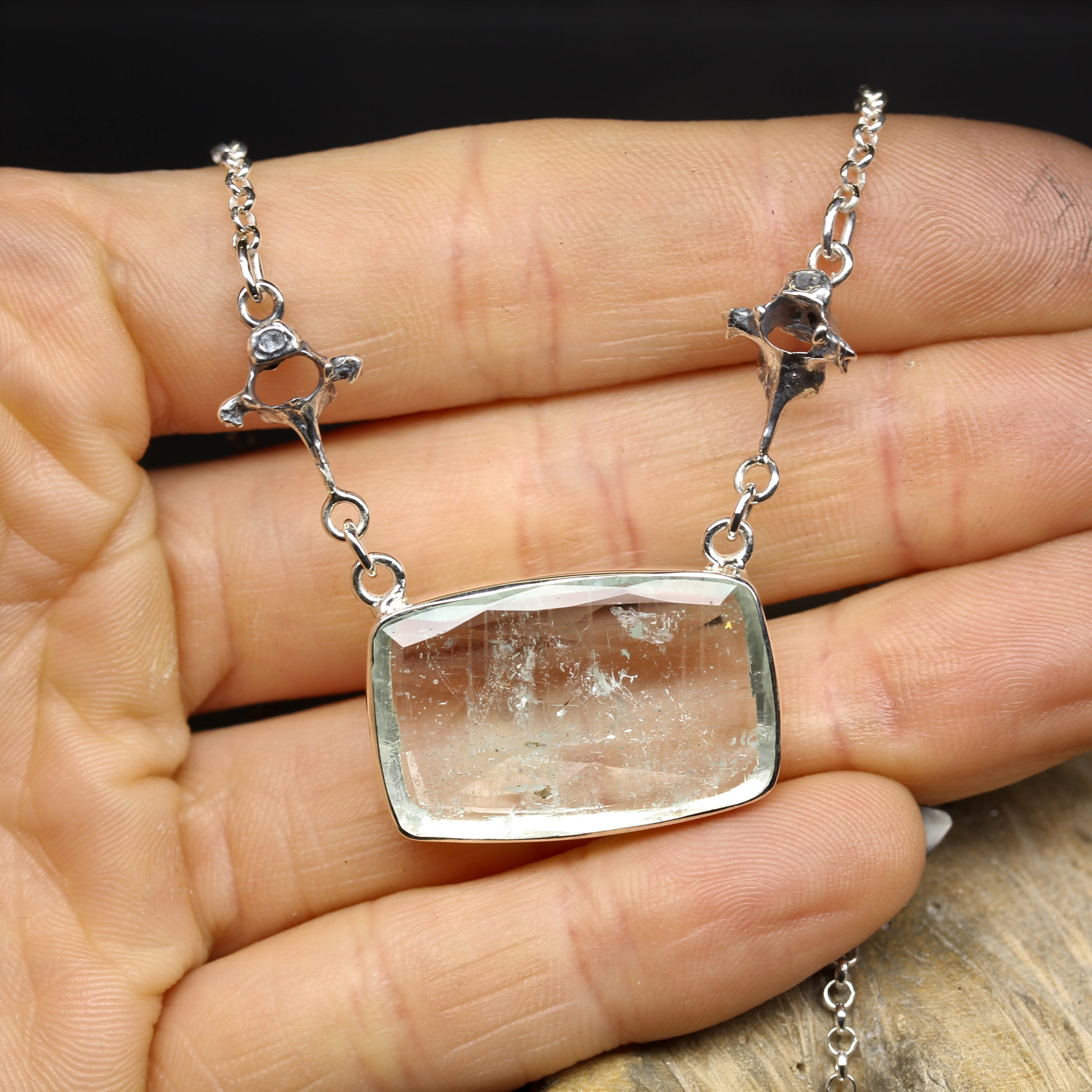 Aquamarine Gothic Vertebrae Necklace