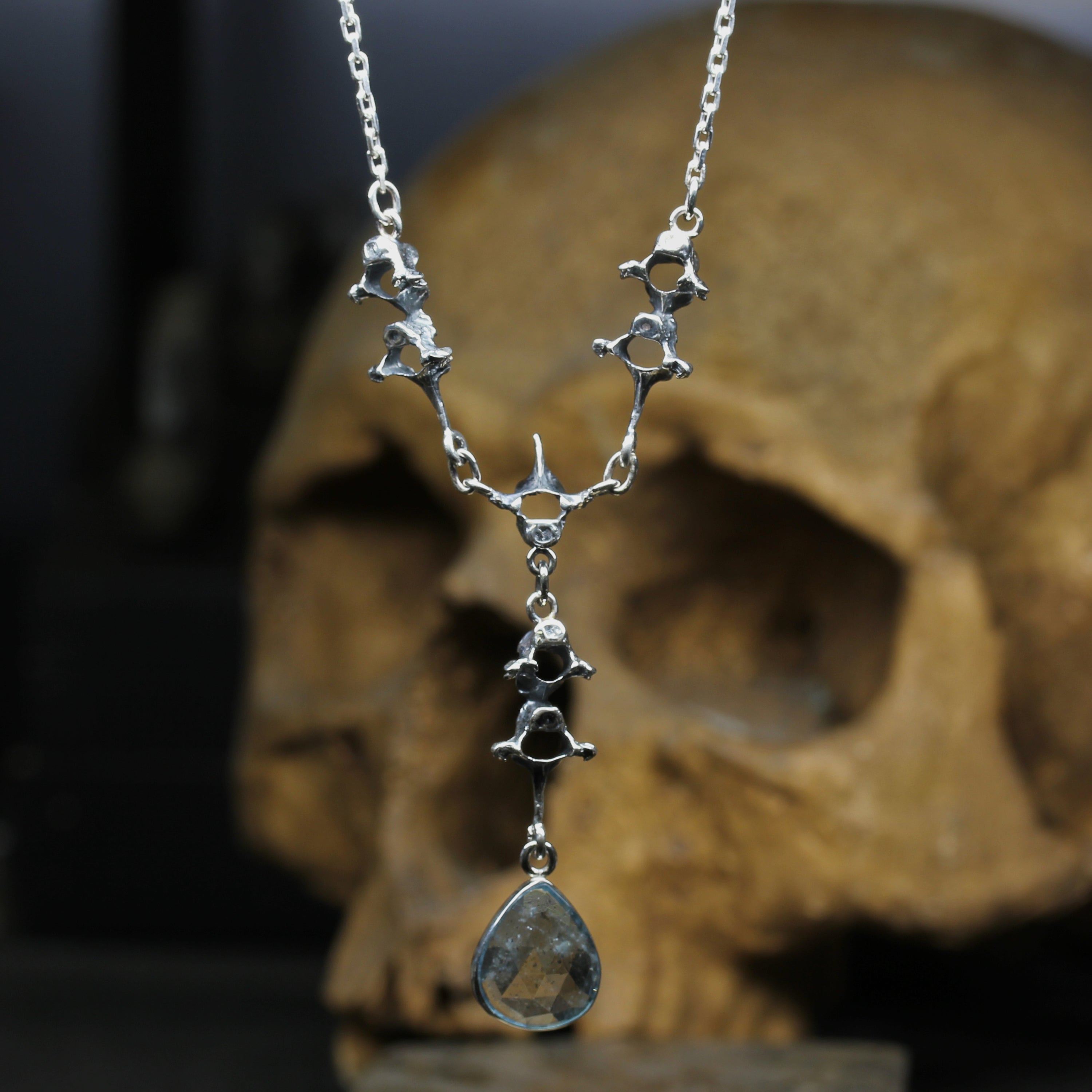 Aquamarine Gothic Vertebrae Necklace