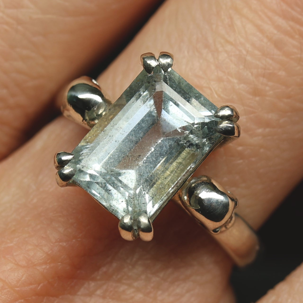 Aquamarine skull engagement ring