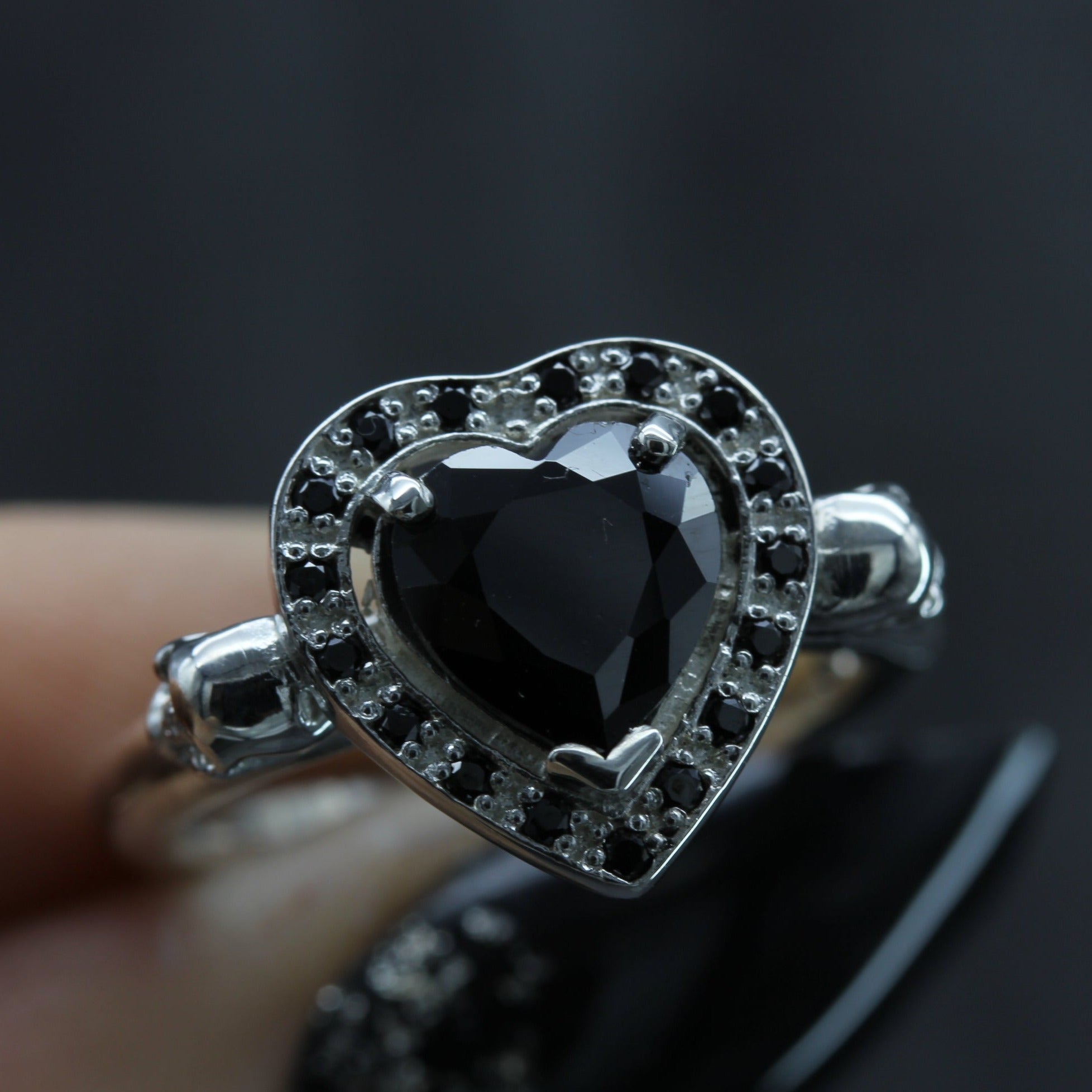 Gothic Black Heart Engagement Ring