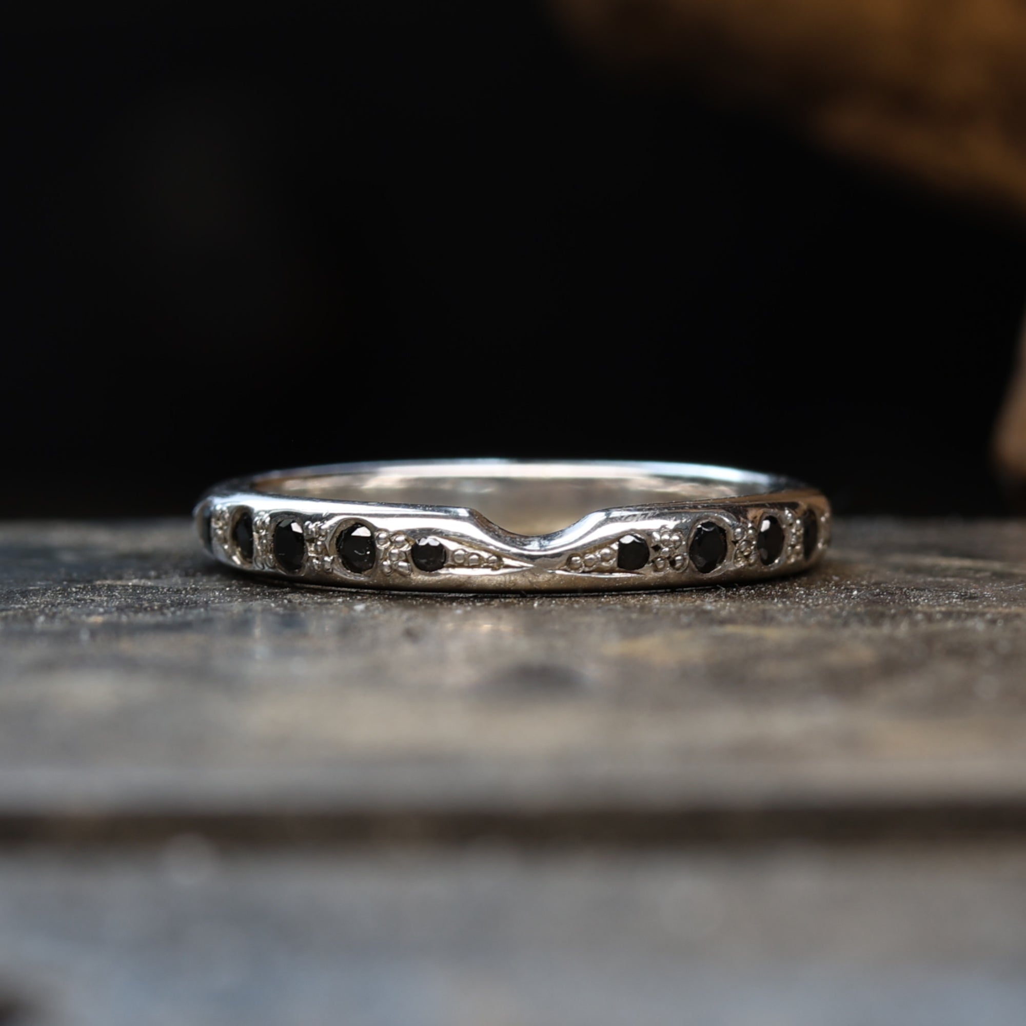 Black Spinel Wedding Ring