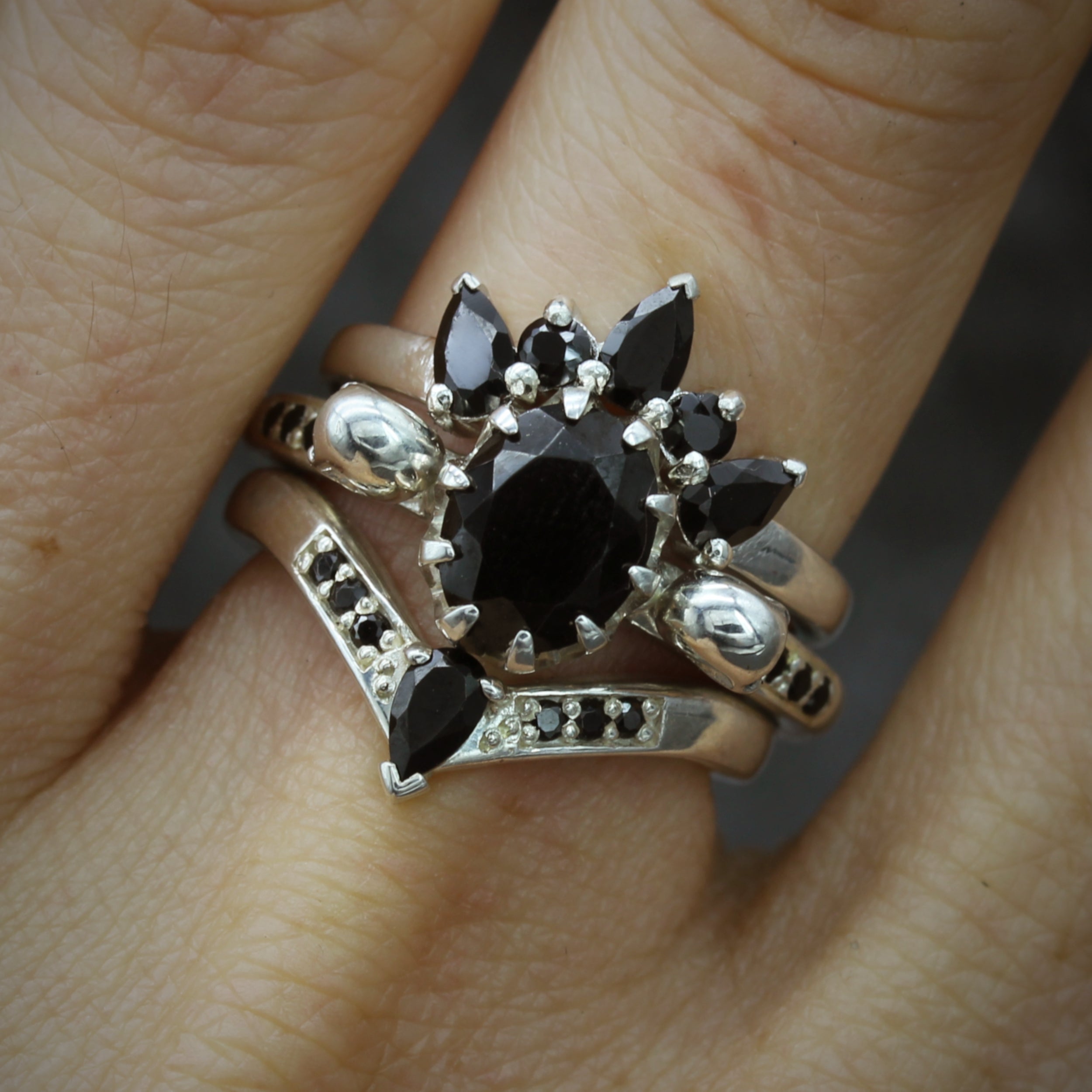 Gothic Engagement wedding and eternity ring