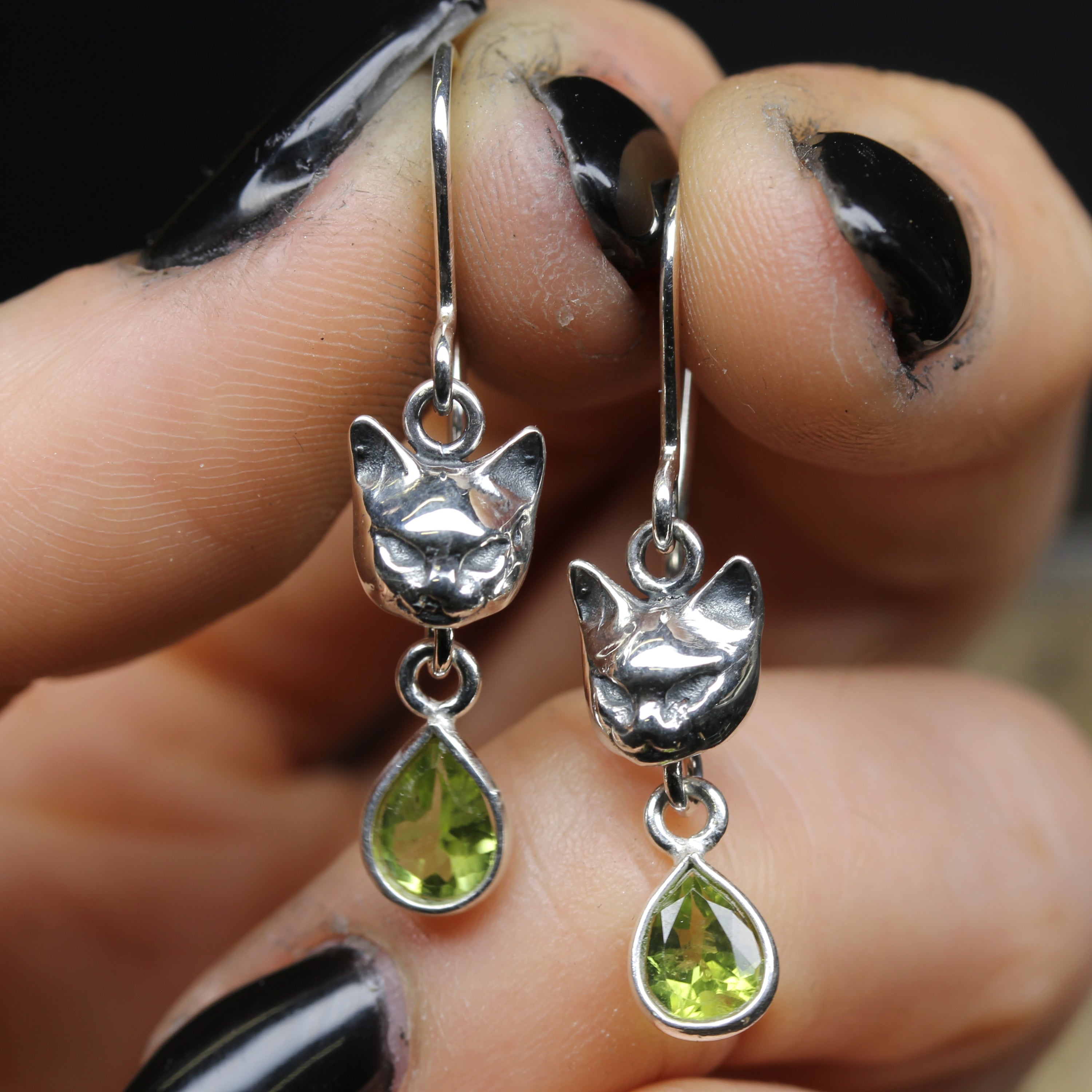 Cat Peridot Earrings