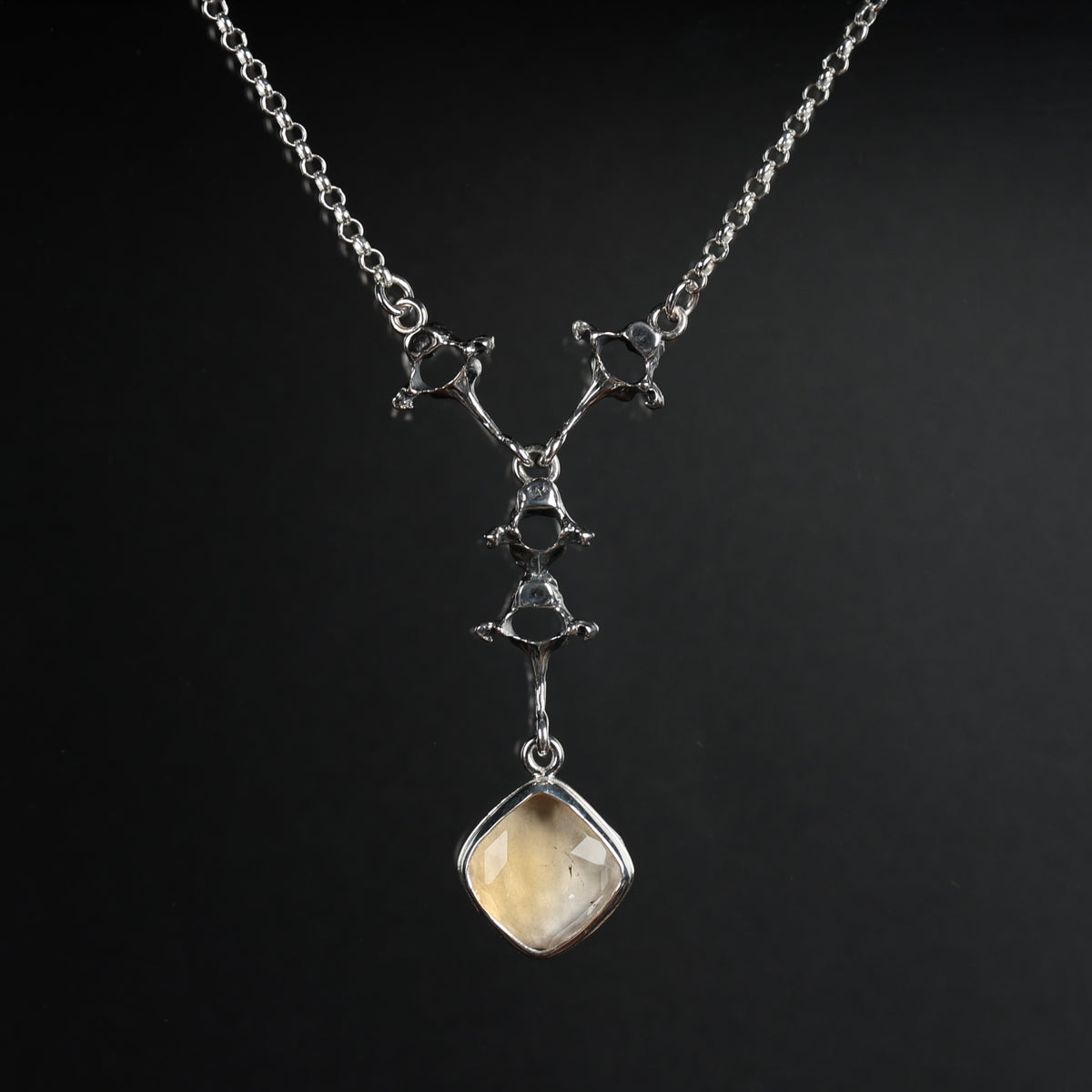 Gothic Citrine Vertebrae Necklace