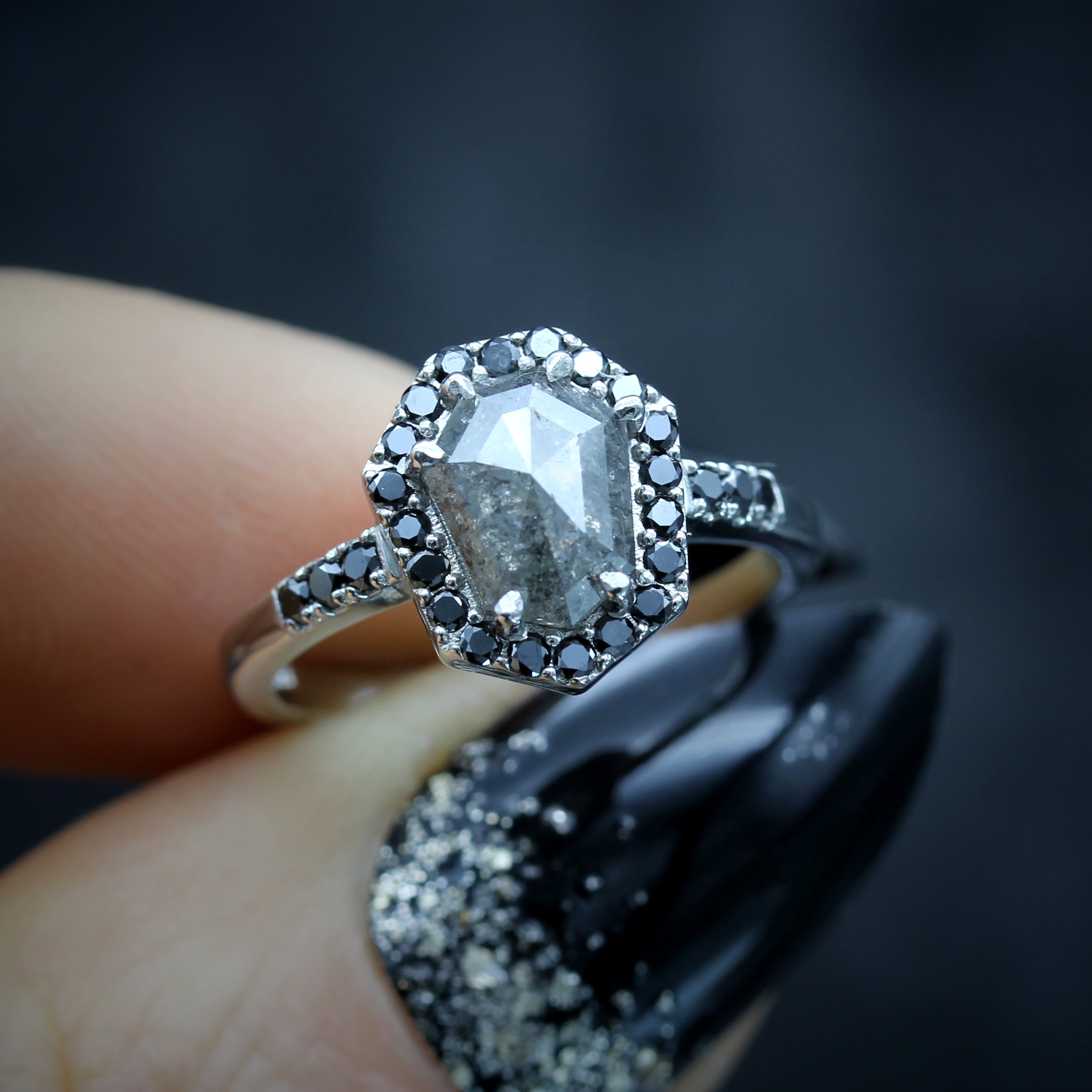 Coffin Diamond Engagement Ring