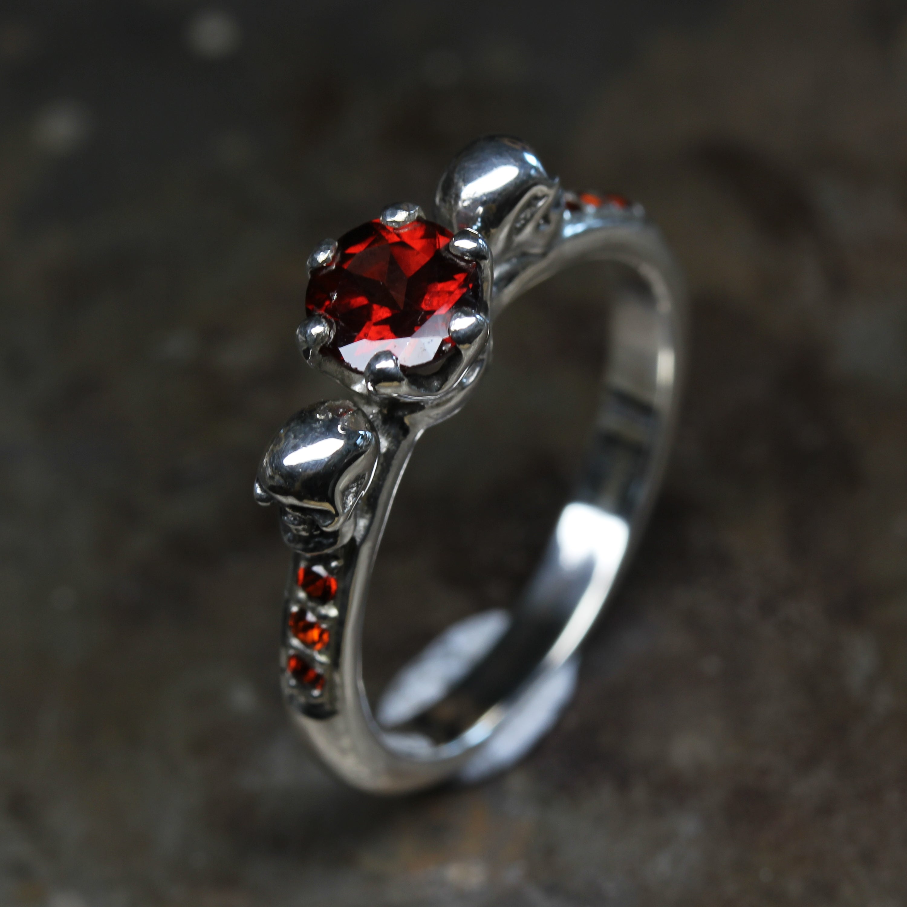 Garnet Skull Engagement Ring