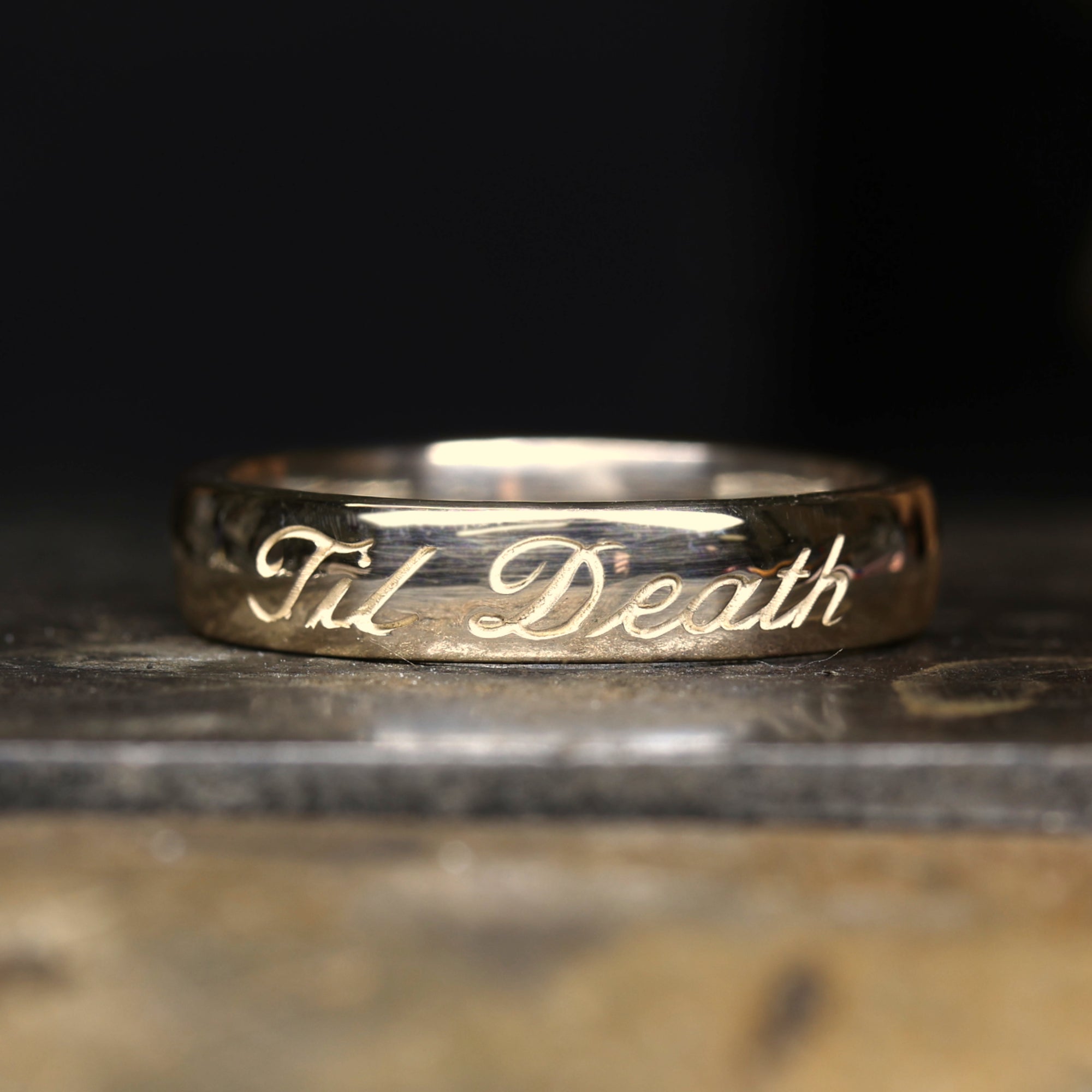 Mens Gold Til Death Wedding Band