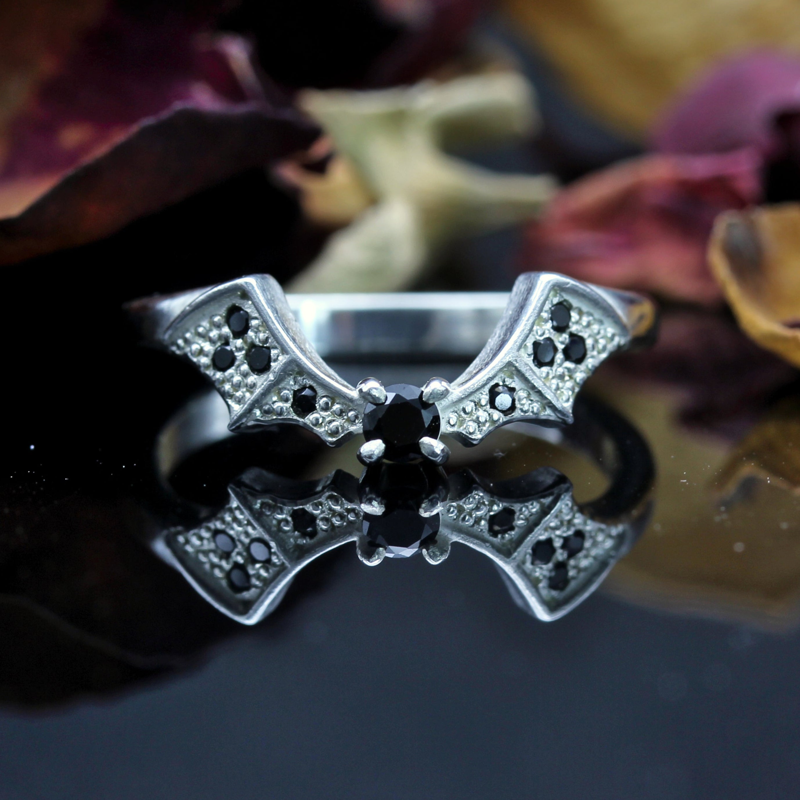 Gothic Bat Wedding Ring 