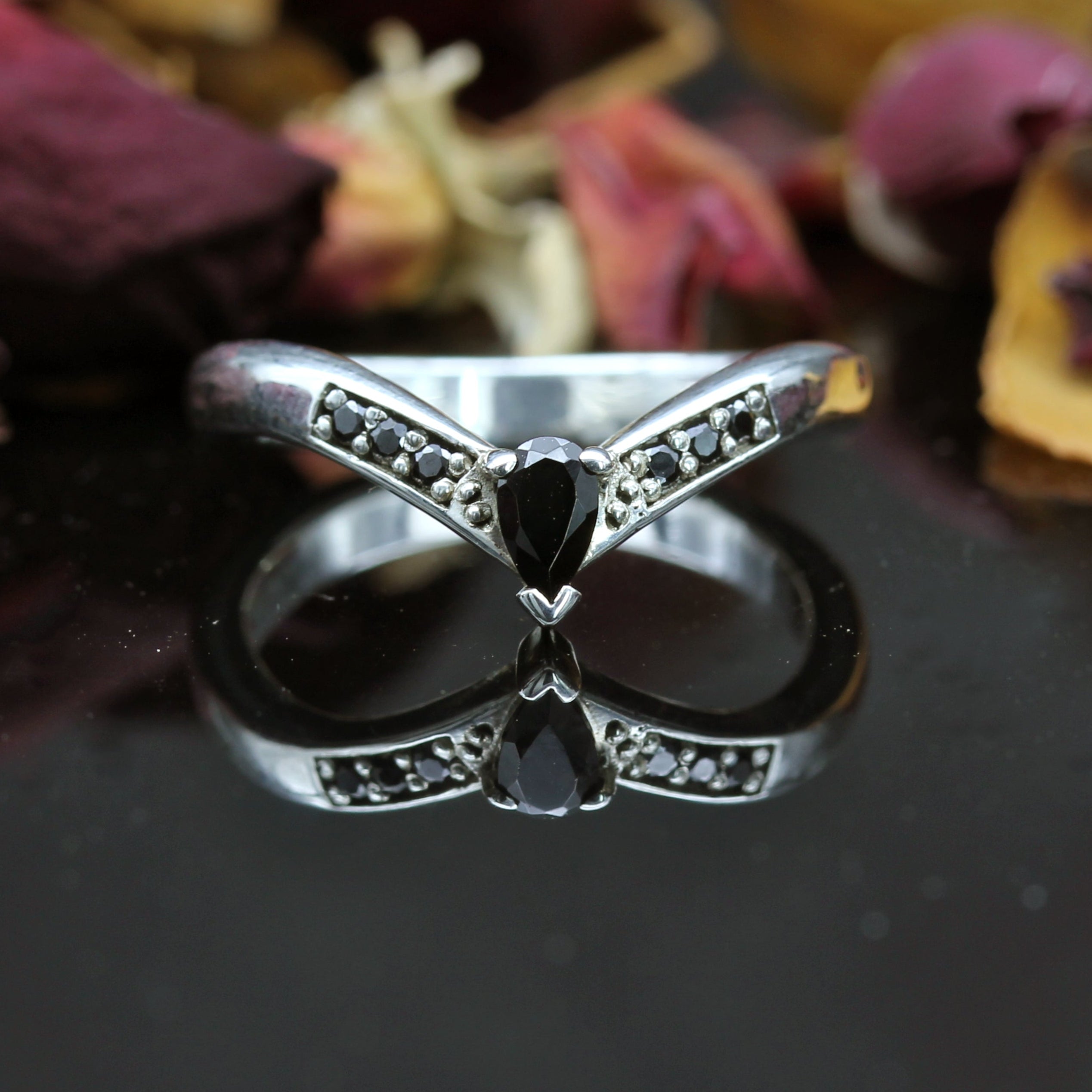 Gold Gothic Wishbone Wedding Ring 