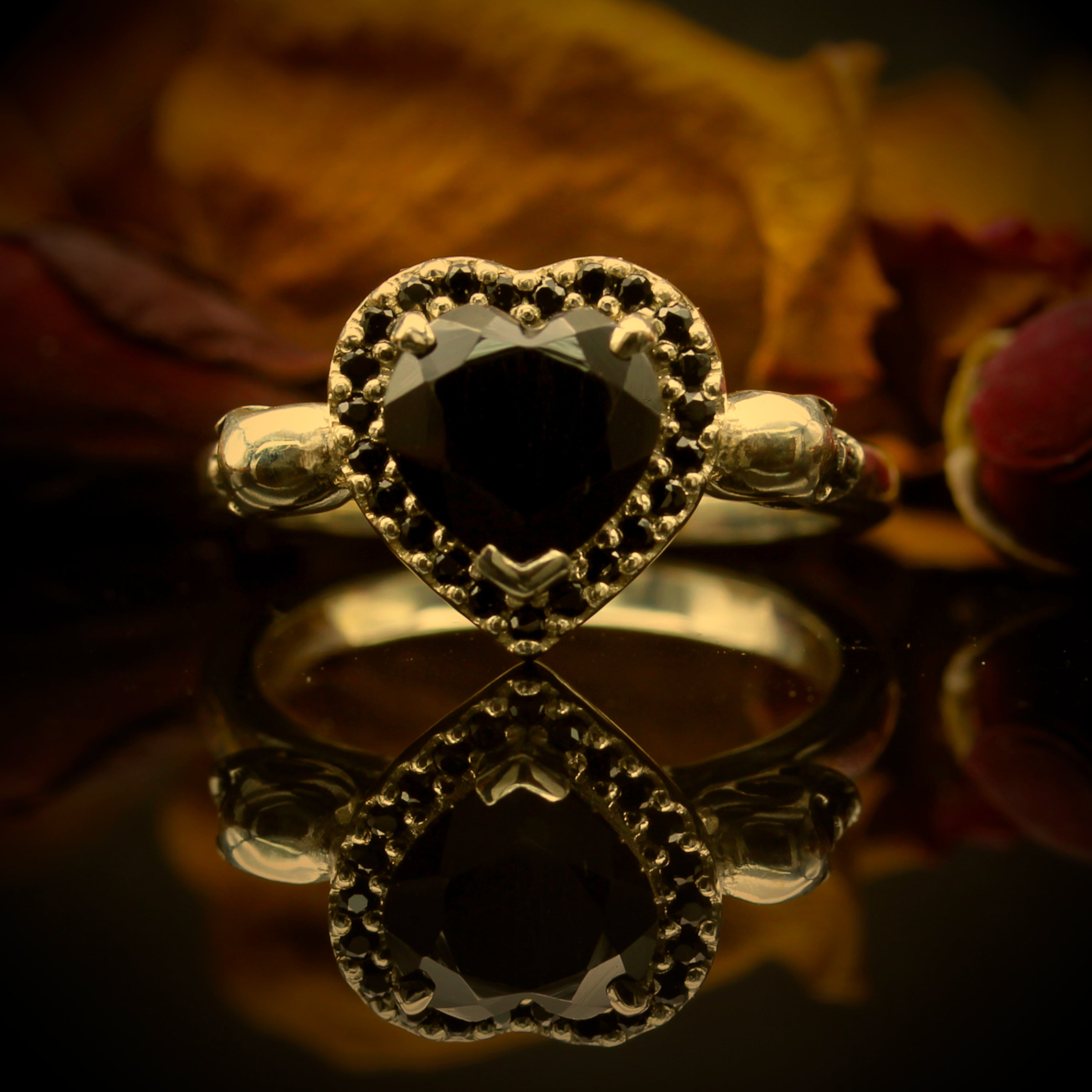 Gold Heart Skull Engagement Ring