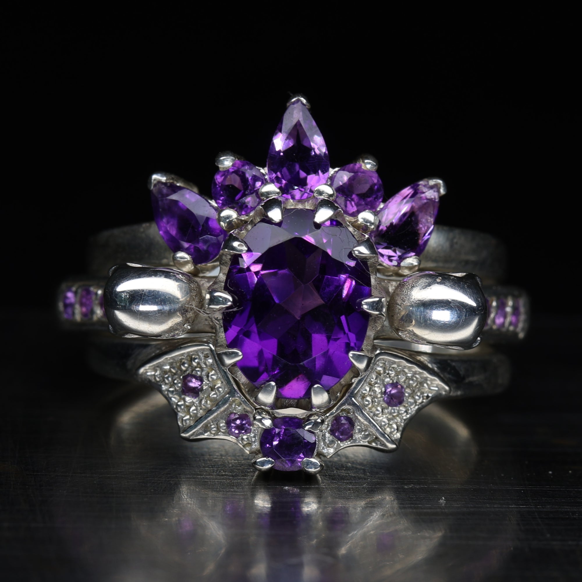 Gothic Eternity Ring - Amethyst