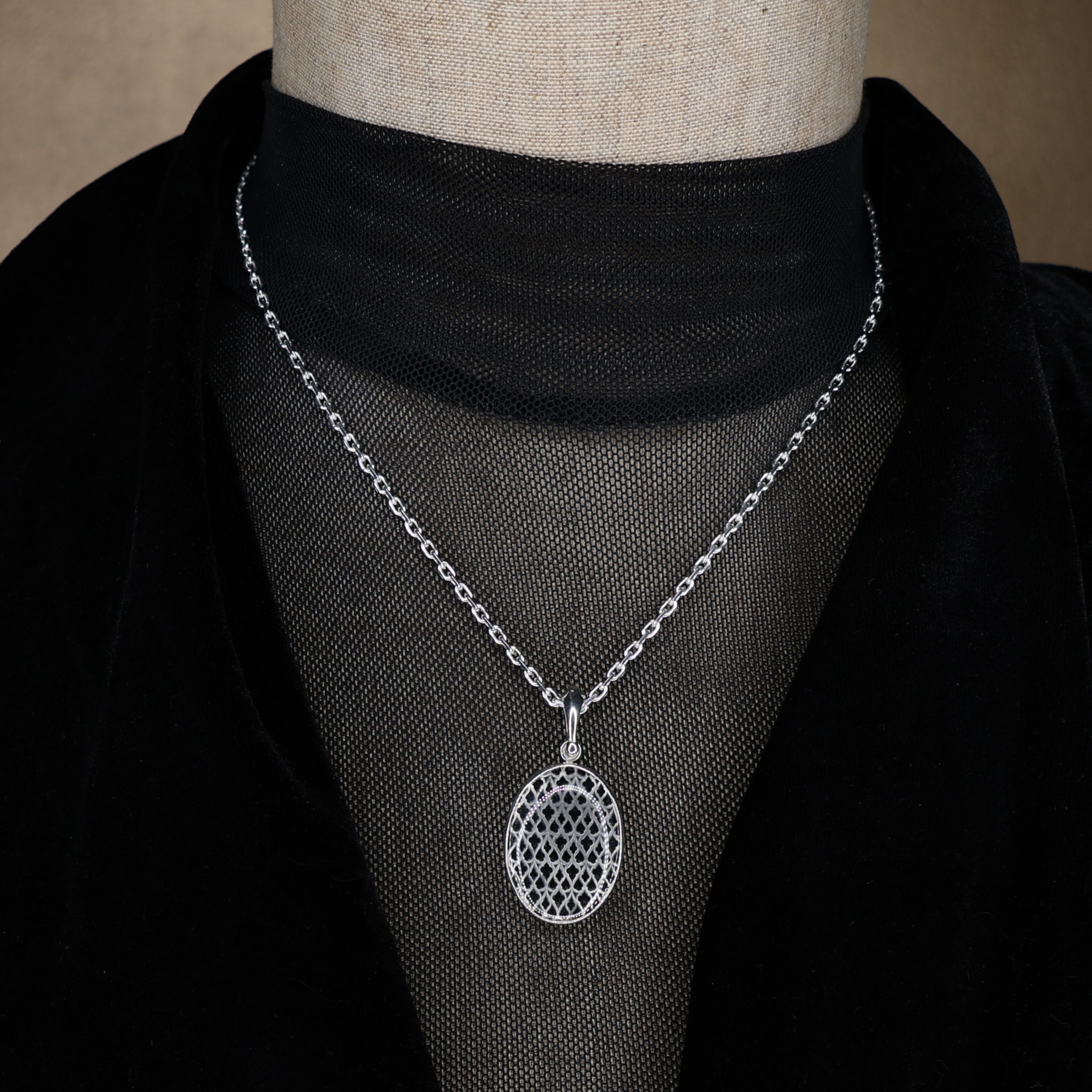 Large Gothic Oval Clear Quartz Necklace