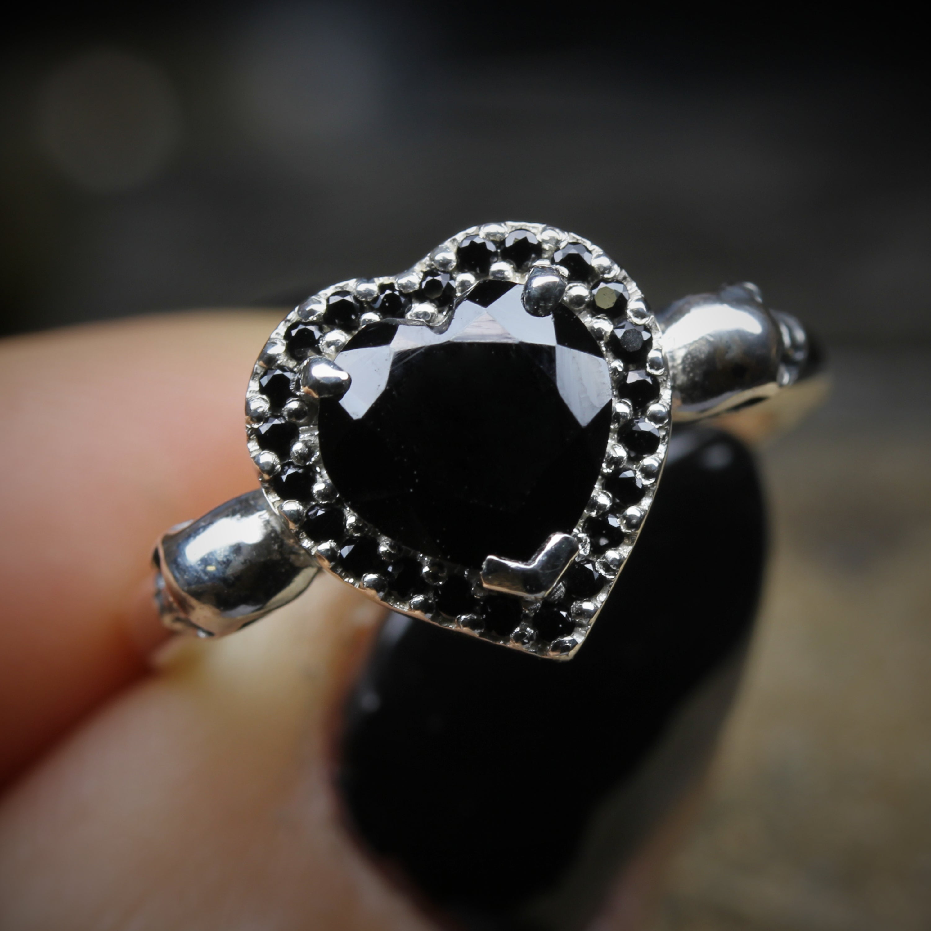 Gothic Heart Skull Engagement Ring