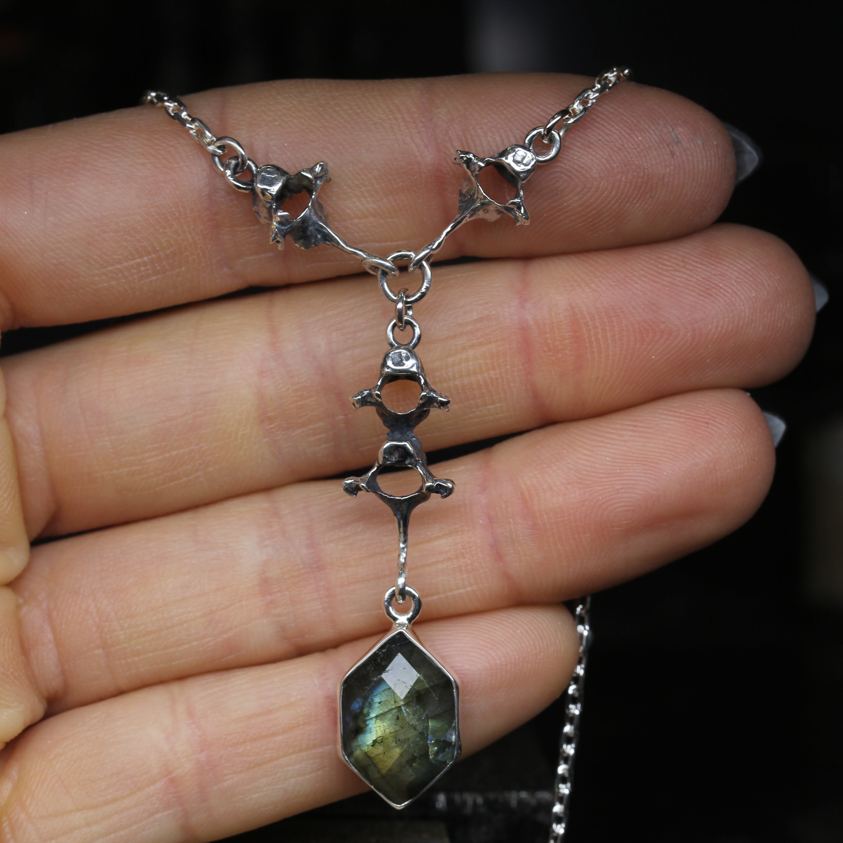 Gothic Labradorite Vertebrae Necklace