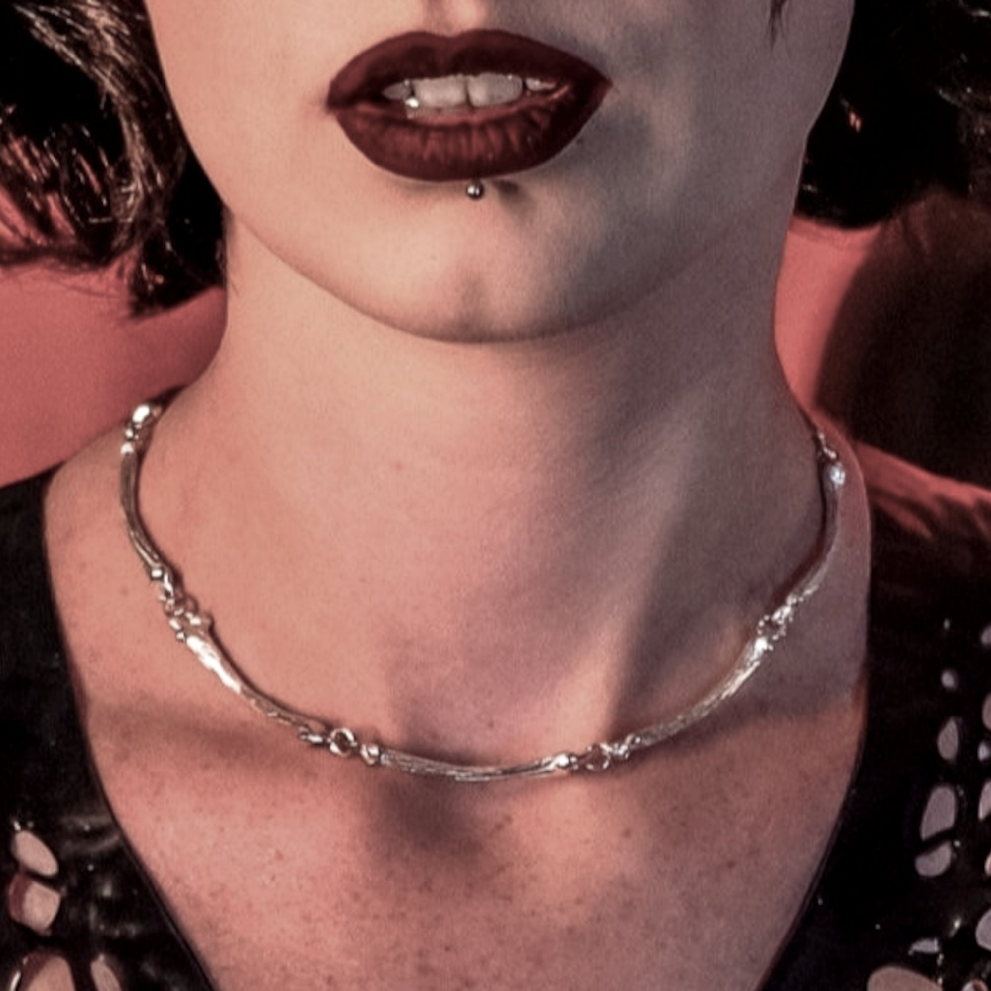 Gothic Silver Bone Necklace