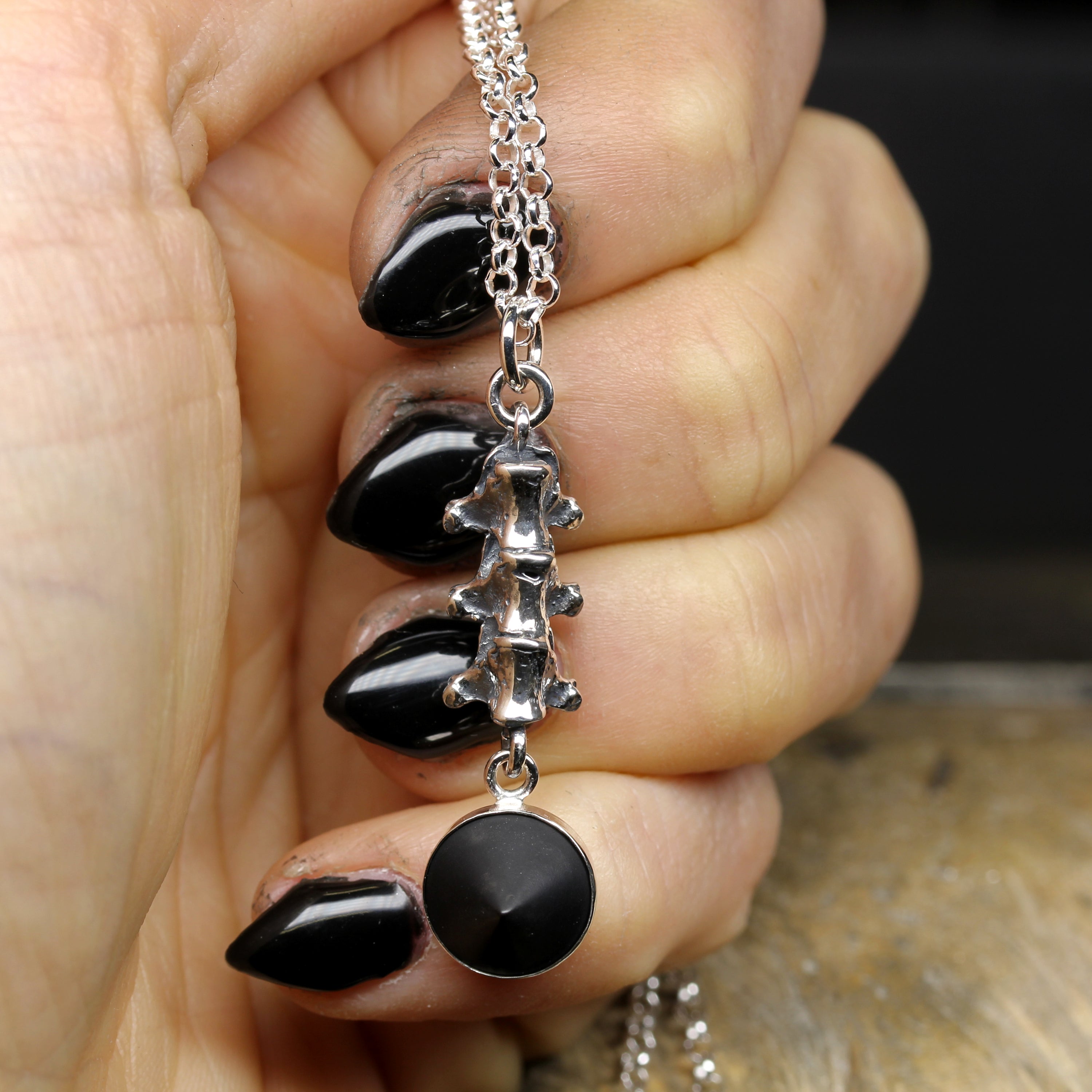 Gothic Spine Necklace Onyx