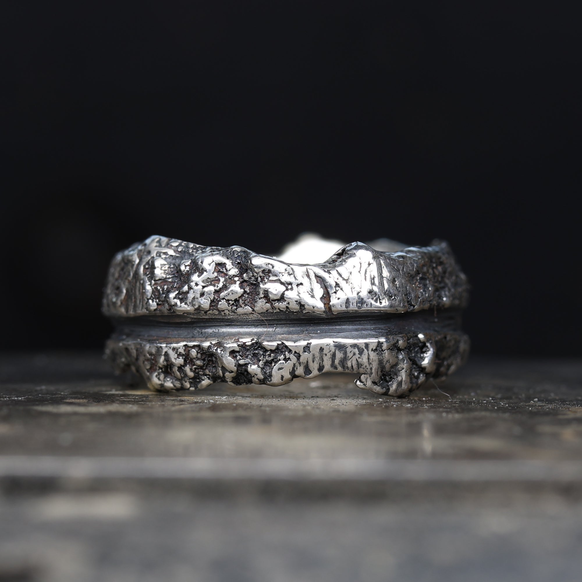 One of a kind Gothic Men's Silver Wedding Ring