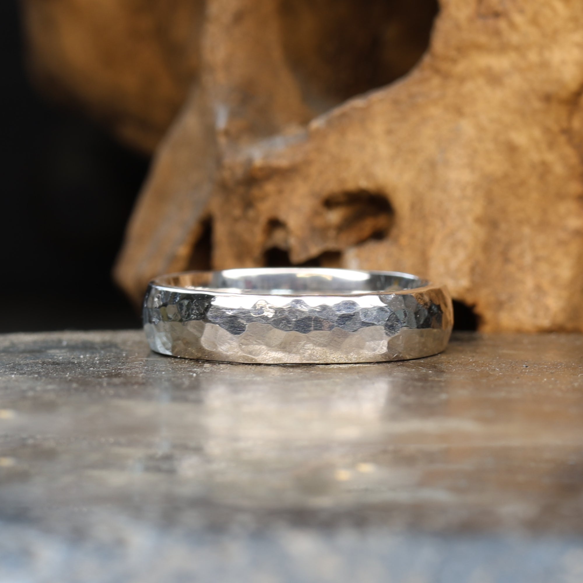 Hammered Men's Til Death Wedding Ring