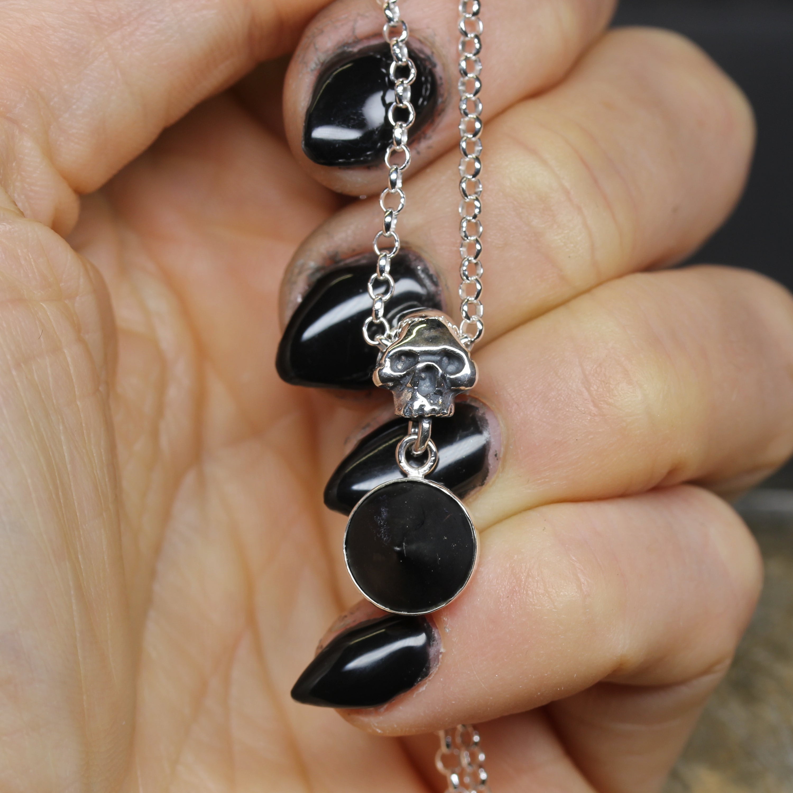 Onyx Skull Necklace