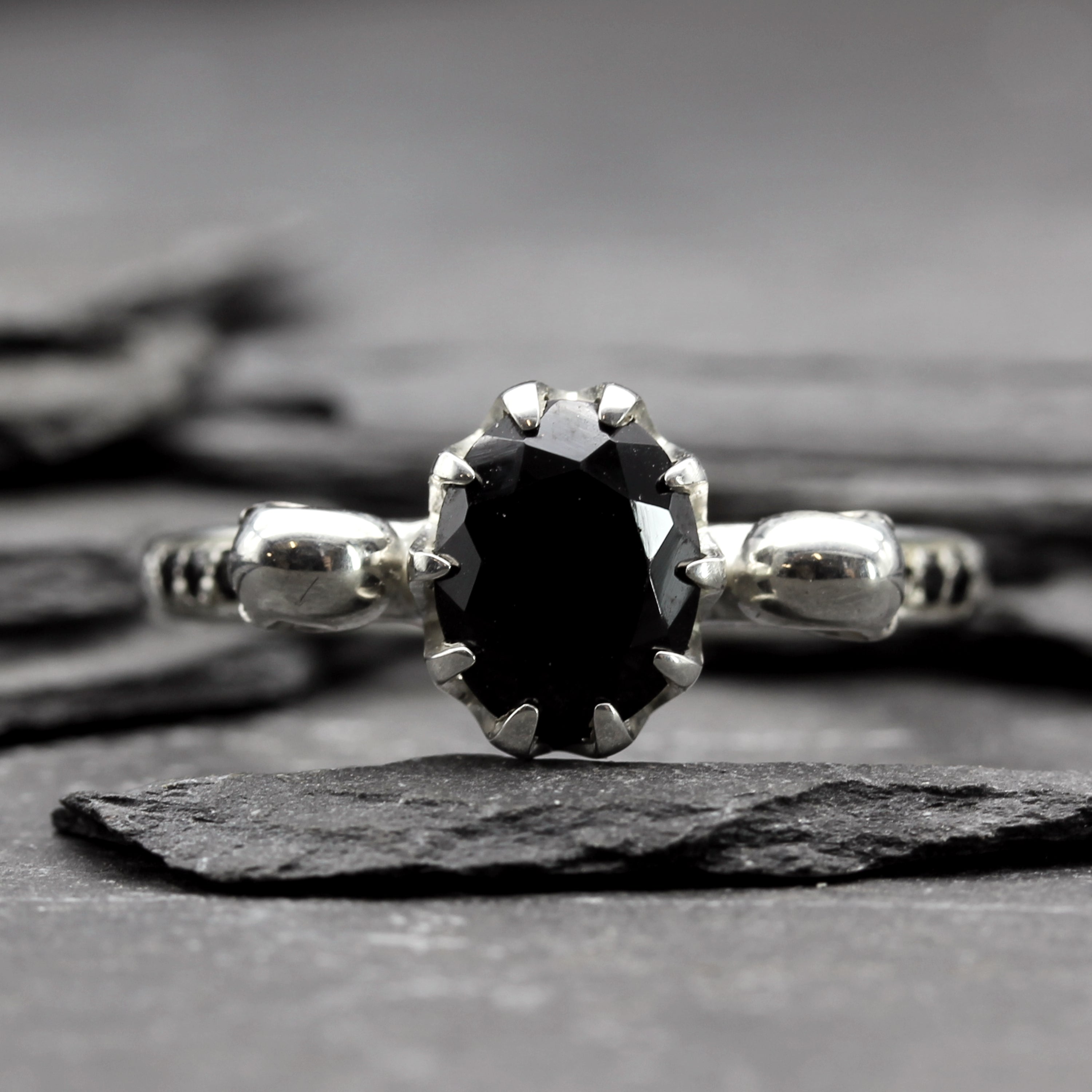 Black Skull Engagement Ring