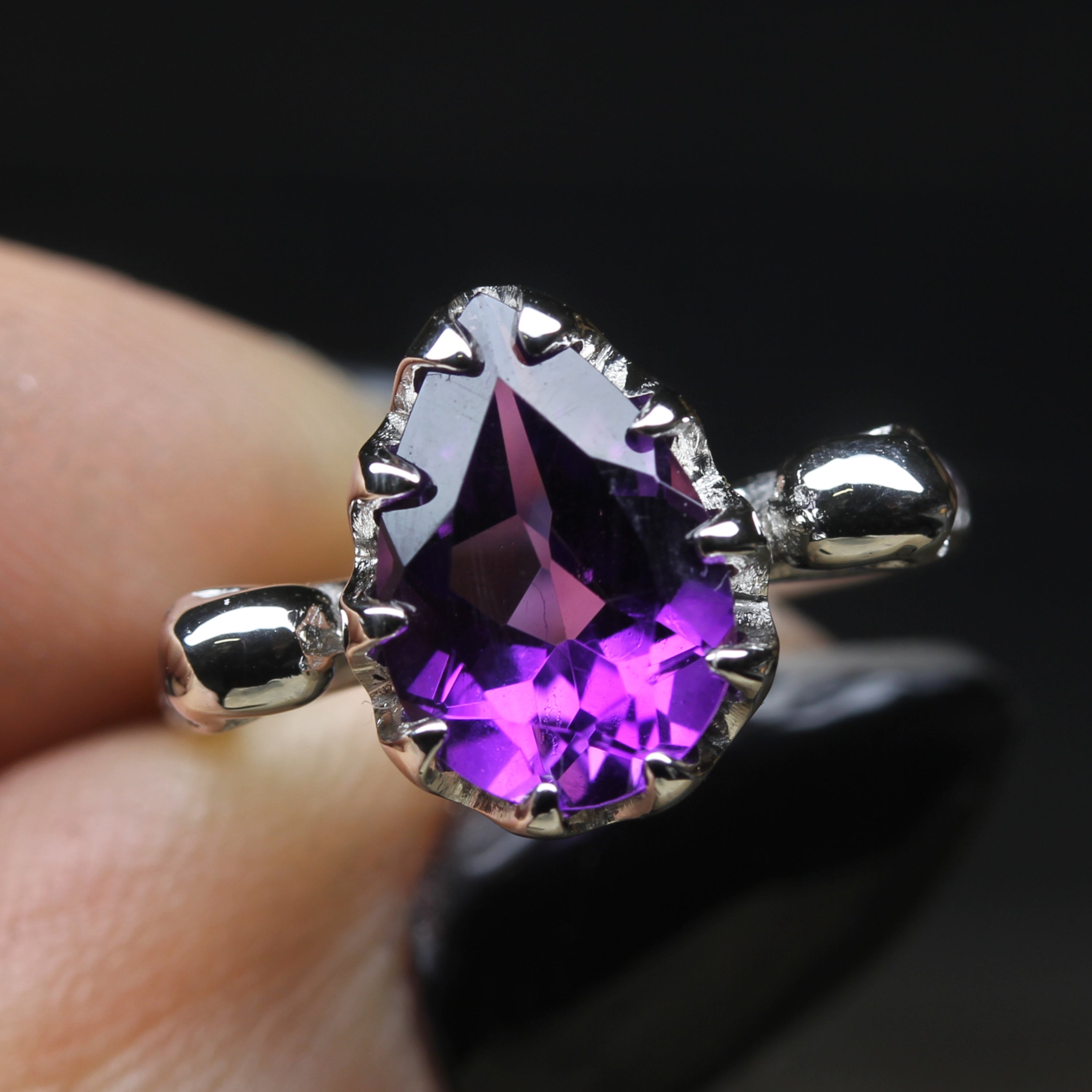 Amethyst Gothic Skull Engagement Ring