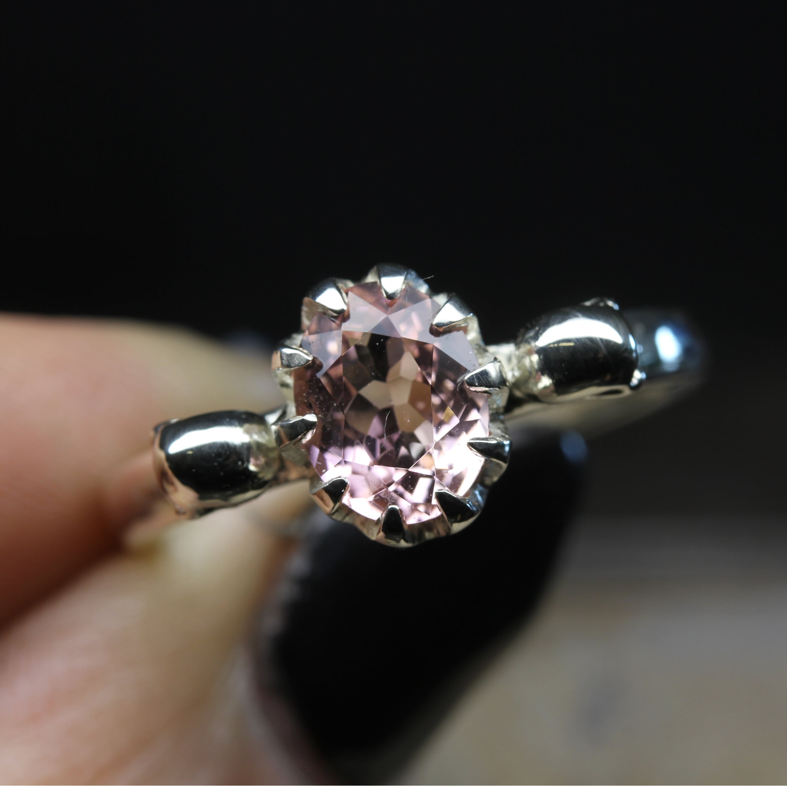 Pink Tourmaline Skull Engagement Ring