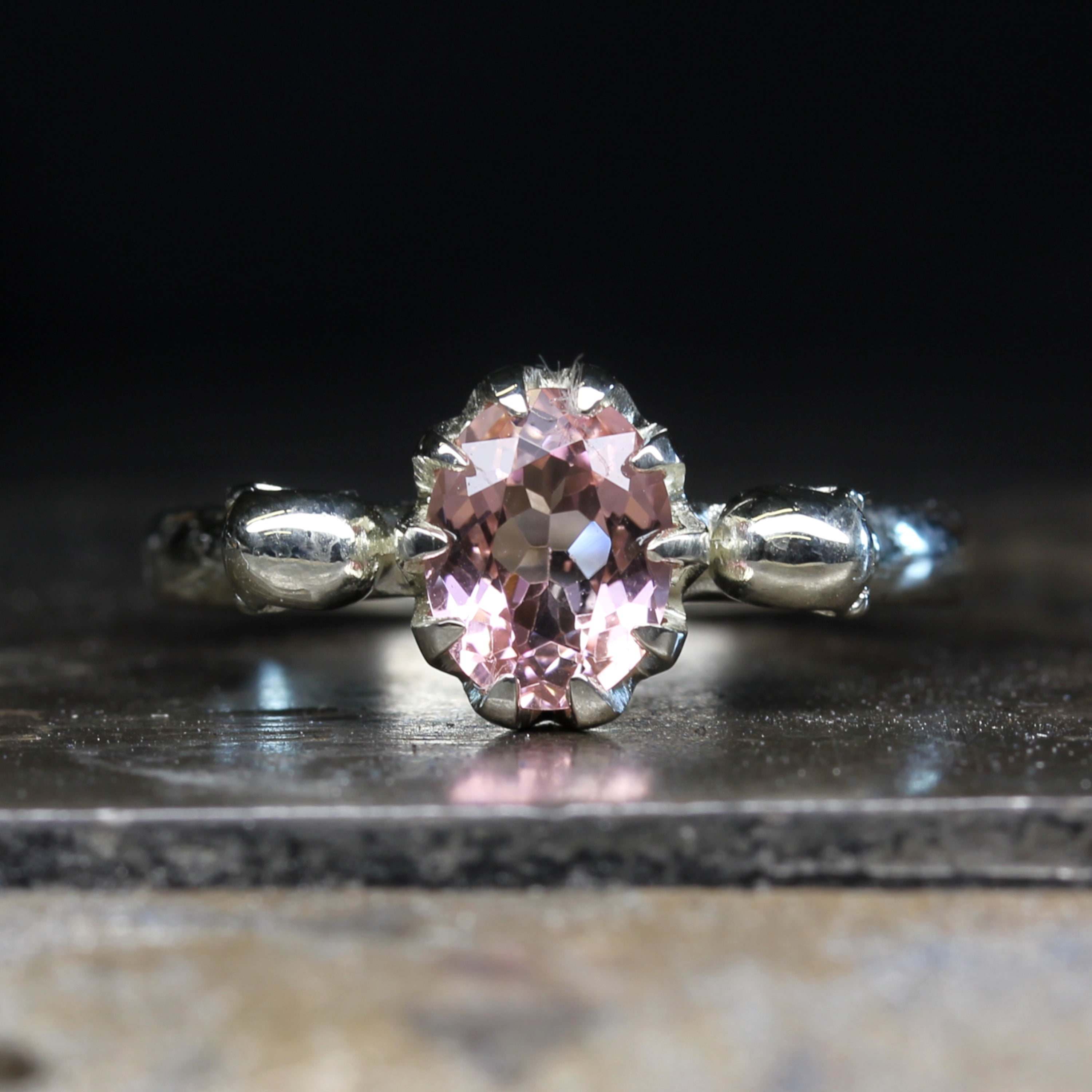 Pink Tourmaline Skull Engagement ring