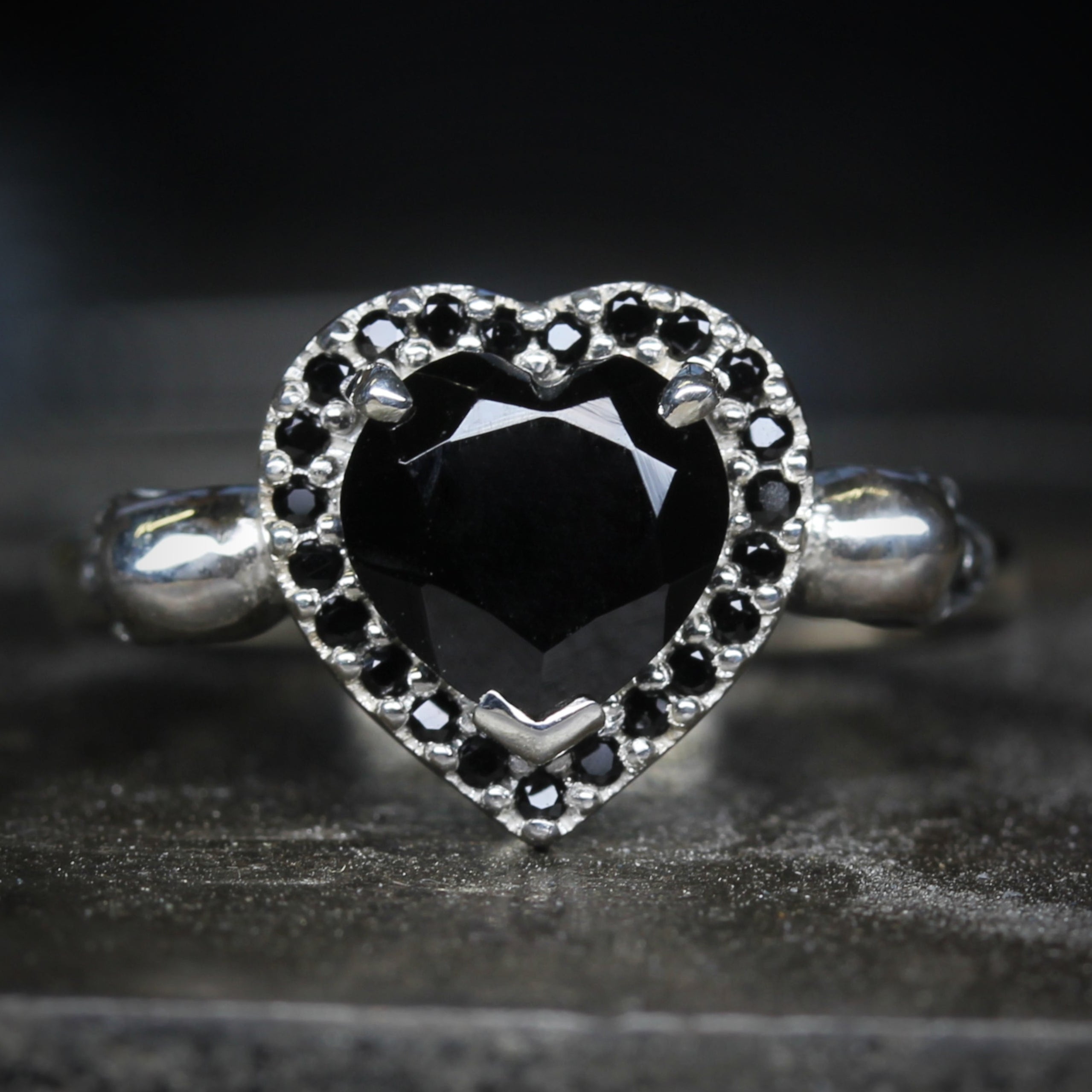 Gothic Heart Skull Engagement Ring