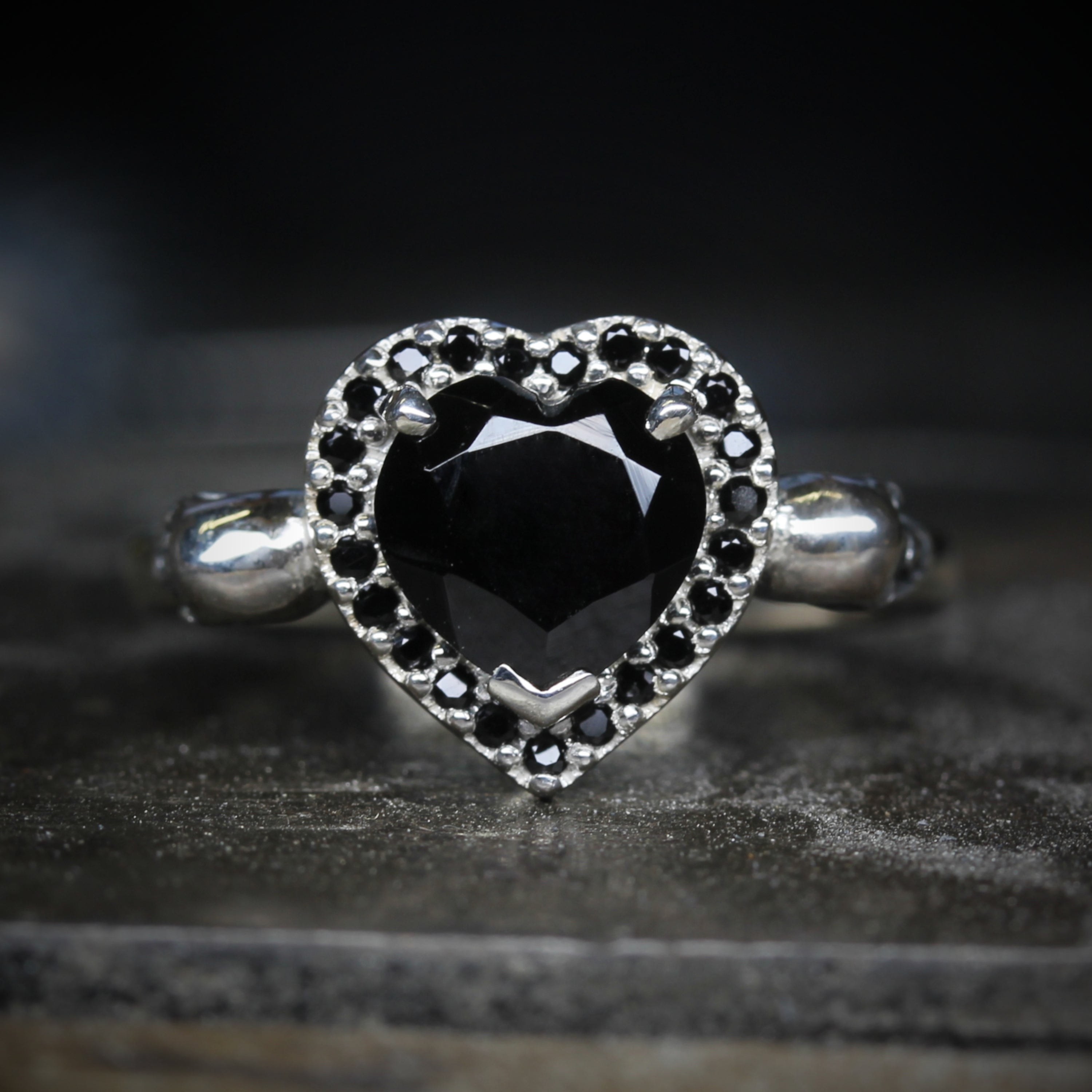 Gothic Heart Skull Engagement Ring