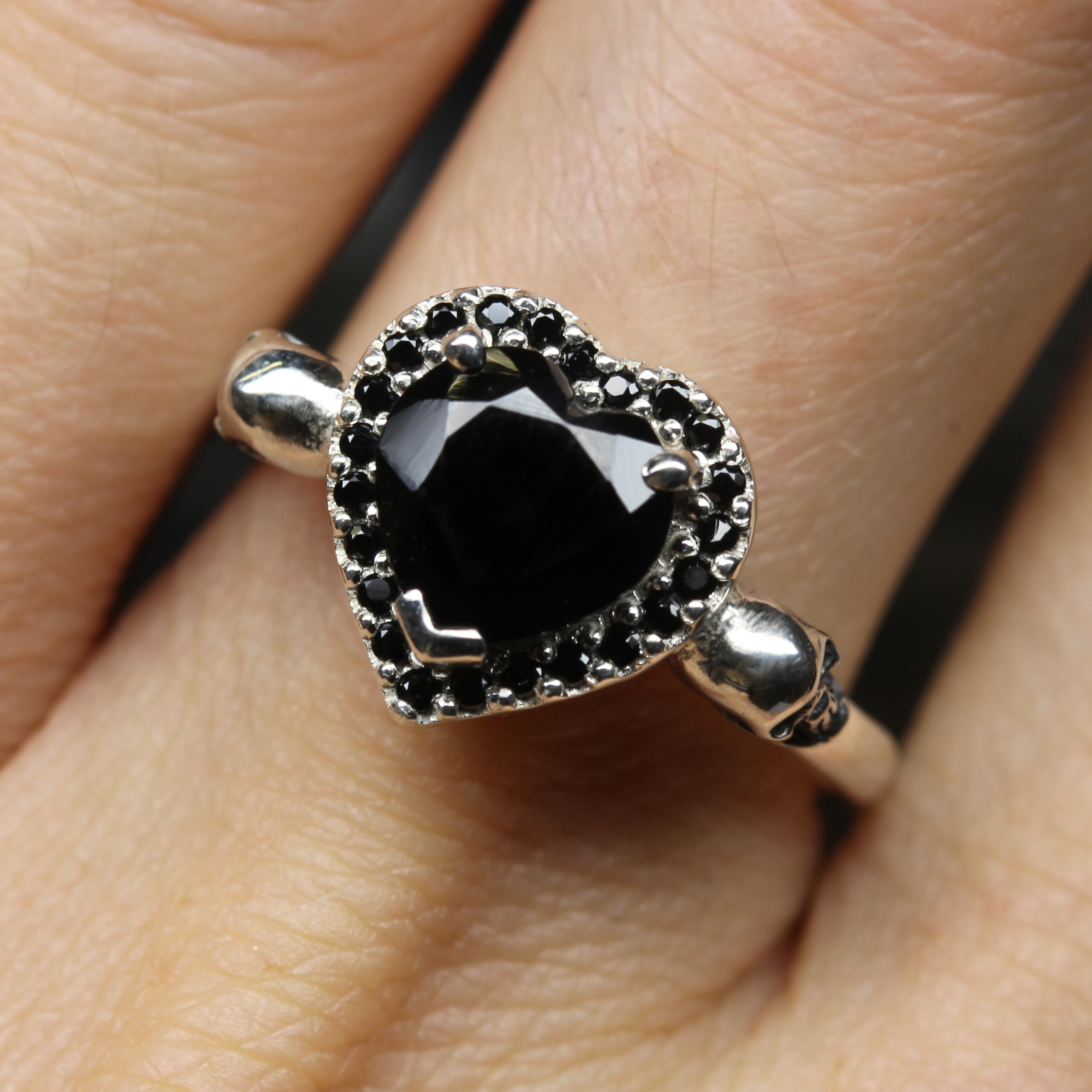 Gothic Heart Skull Engagement Ring