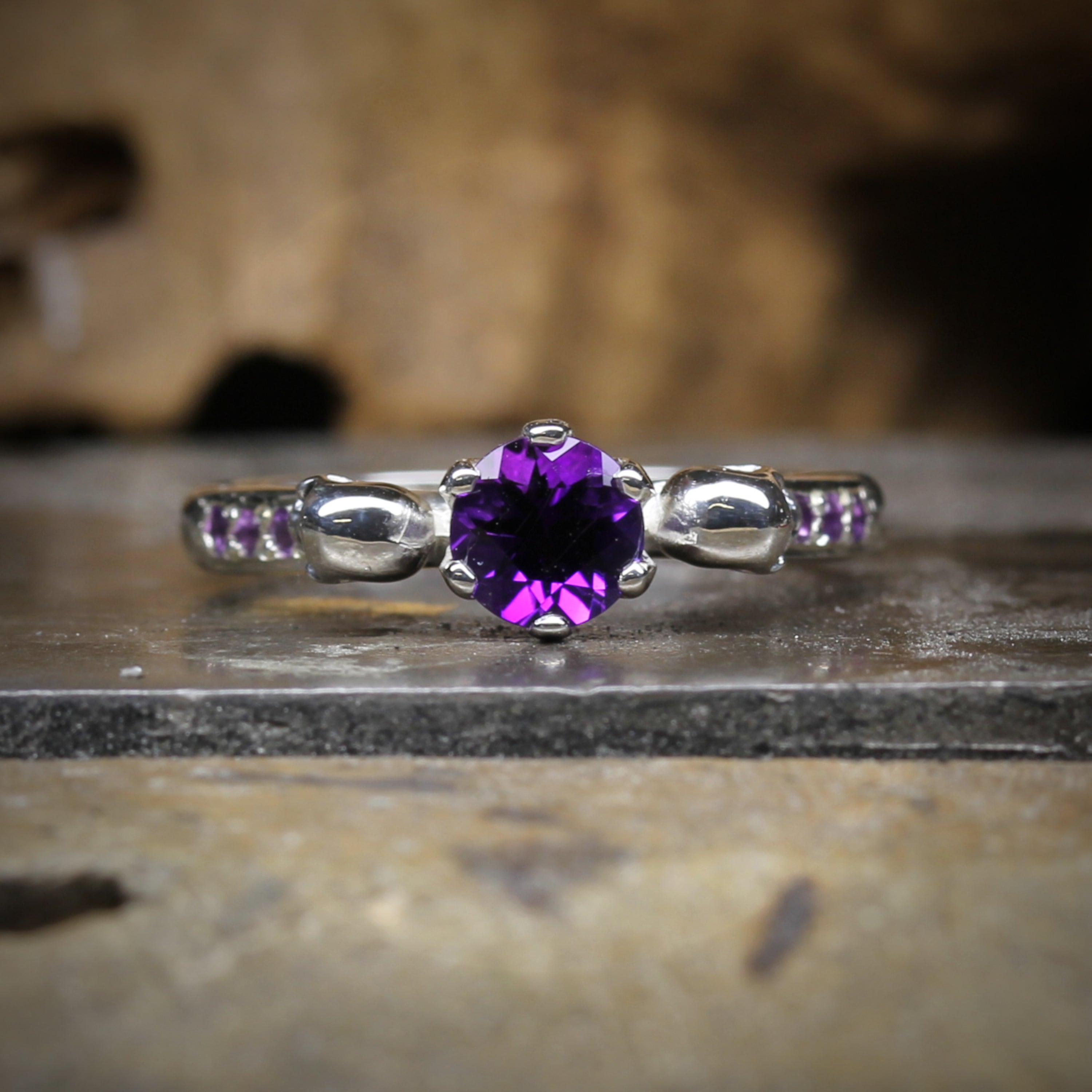 Amethyst Skull Engagement Ring