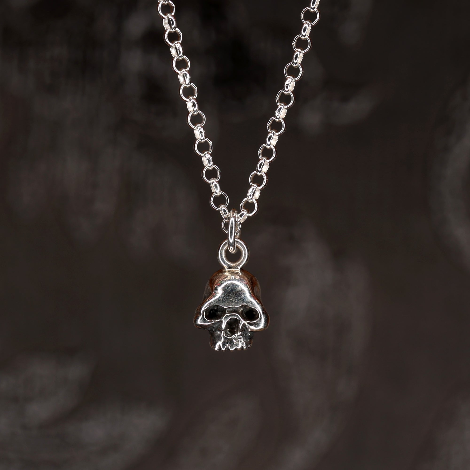 Tiny Silver Skull Necklace